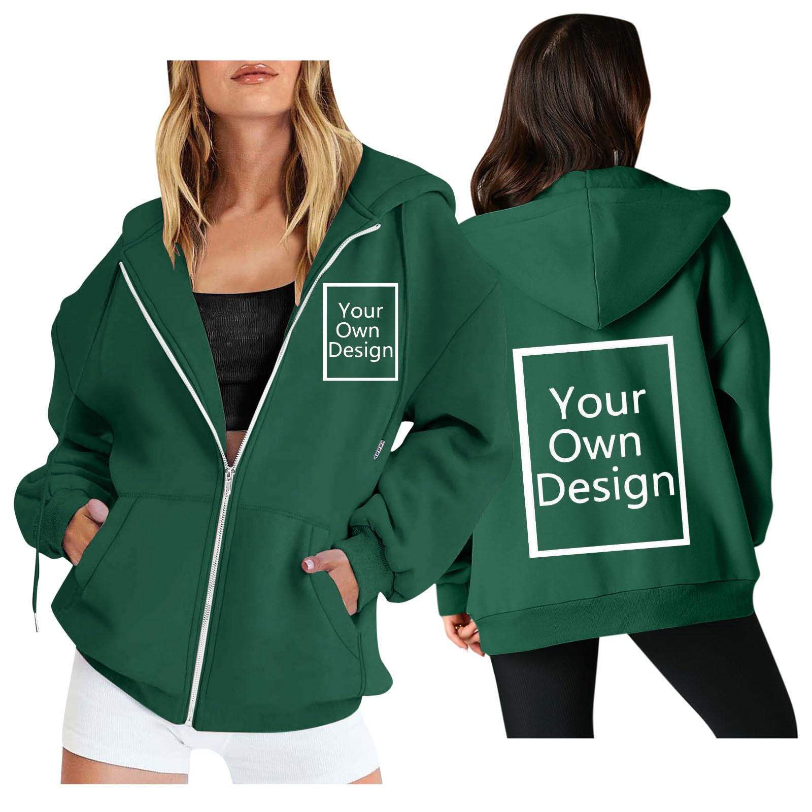 Custom Jackets Design Your Own Full Zipper Hooded Sweatshirt Custom Sweatshirt T Shirts Add Your Own Text or Picture