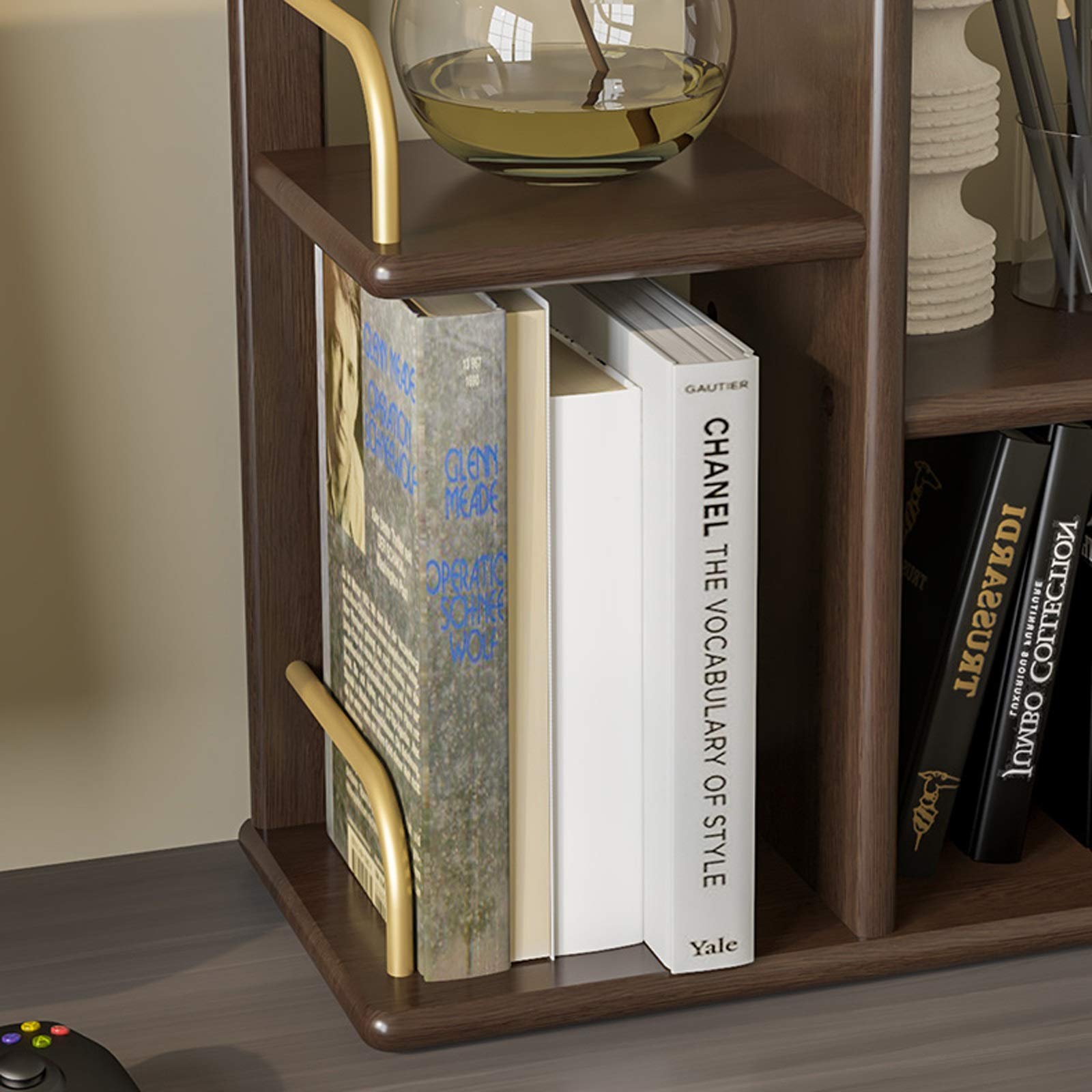 Biuro Bookshelf Półka na biurko z regulowaną półką po lewej i prawej stronie biurko wyświetlacz na biurko do materiałów biurowych, kuchni, łazienki, makijażu domowego