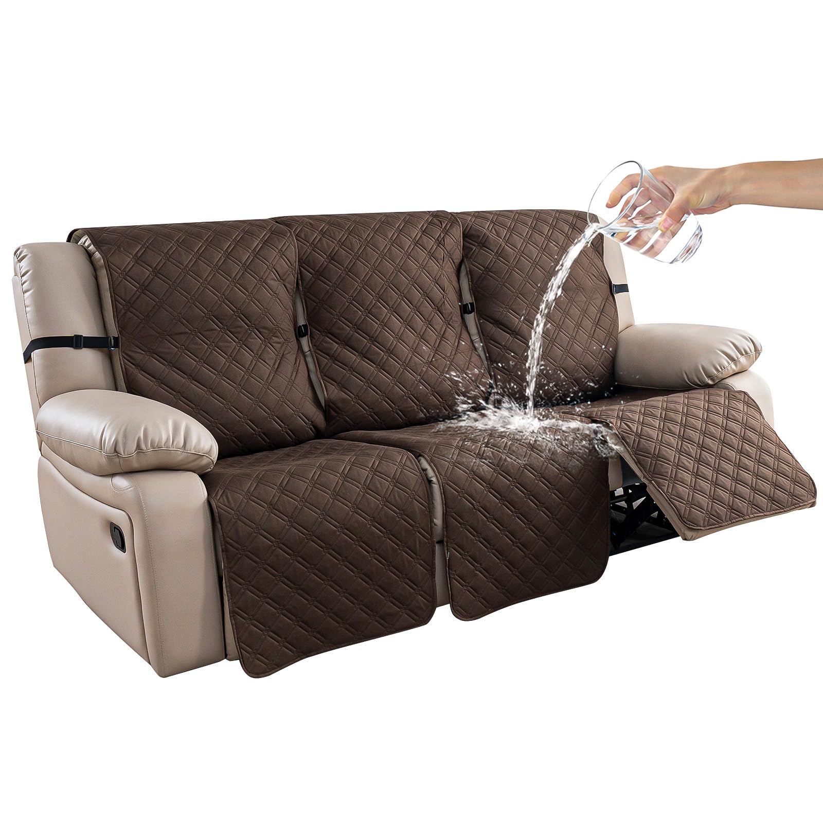 YUEANG 3 Seater Recliner Chair Covers 100% Waterproof Recliner Cover,Non-Slip Recliner Chair Cover Sofa Slipcover,Washable Couch with Elastic Straps