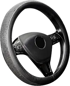 New Diamond Leather Steering Wheel Cover with Bling Bling Crystal Rhinestones, Universal Fit 15 Inch Car Wheel Protector for Women Girls Black Diamond