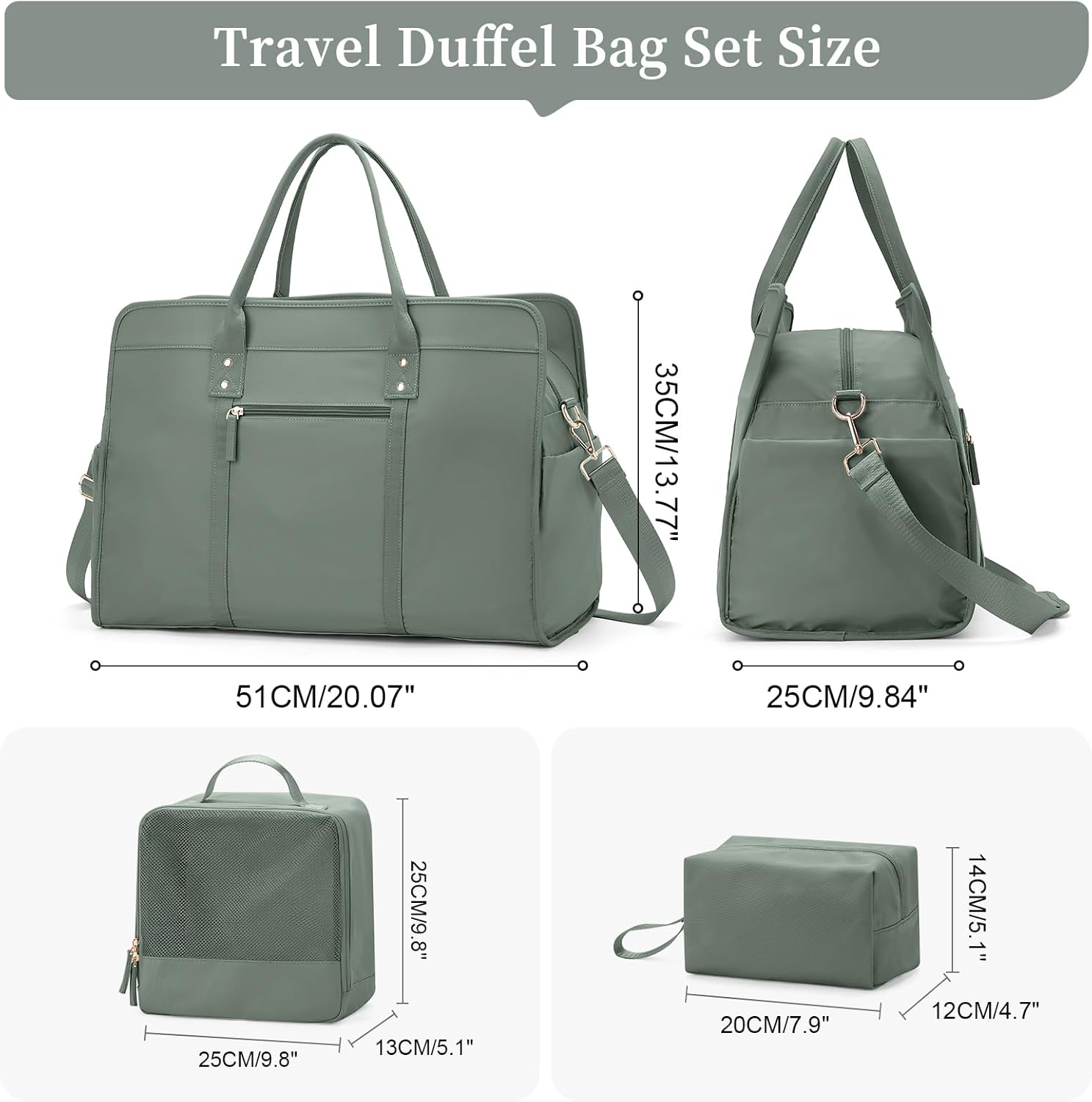 Travel Duffle Bag for Women, Weekender Overnight Bag Airplane Personal Item Travel Bag with Wet Pocket, Sports Gym Bag Carry On Bags for Business Trips,Travel,Gym,3Pcs Set