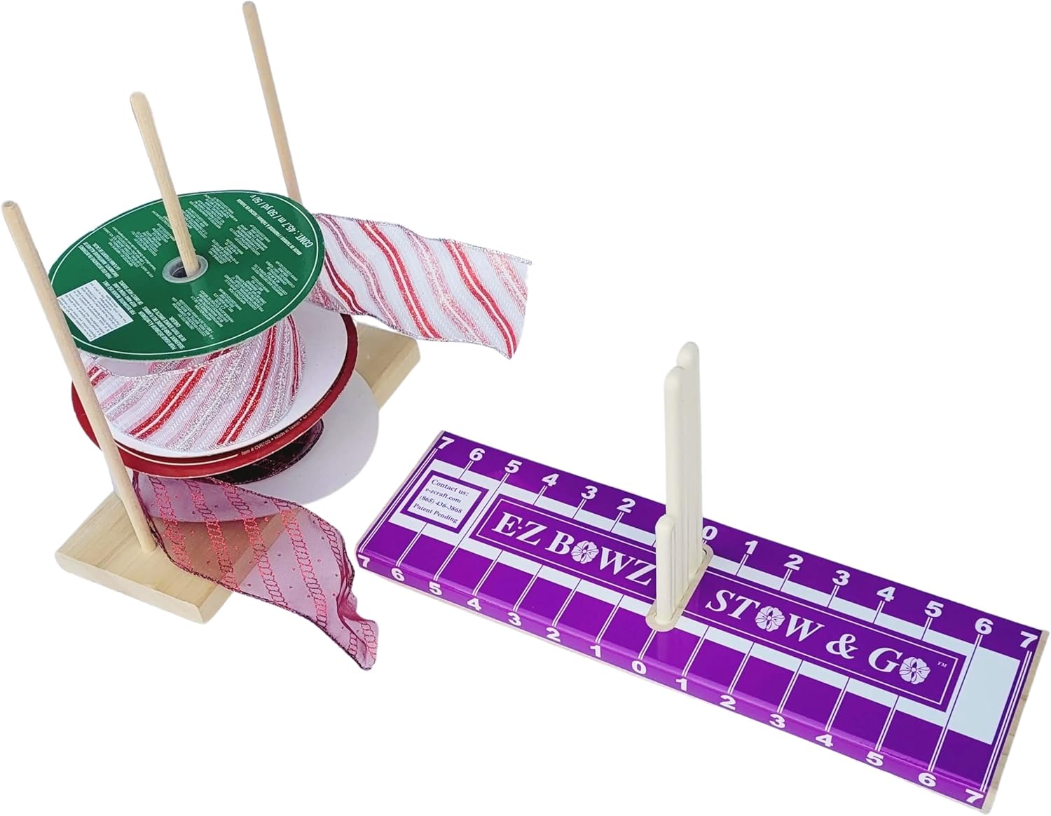 EZ Bowz Stow & Go Bow Maker with Detachable Spool Holder - Easy Bow Making Tool - Bowmaker for Crafts, Wreath Making, Tree Top Bows, Hair Bows, Ribbon Bows, Gift Bows - Christmas Decor Bowmaking