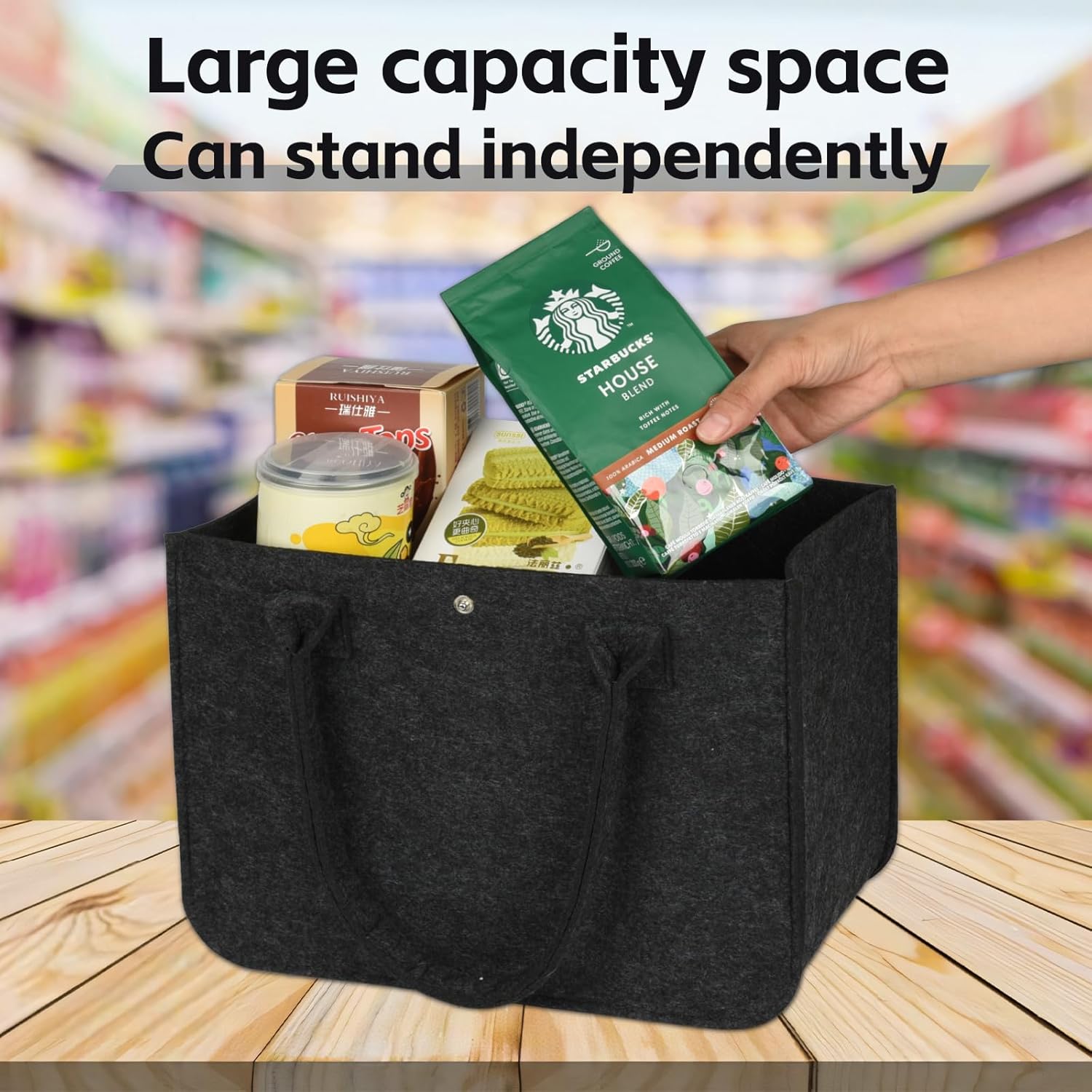 2pcs reusable felt tote bags extra-large capacity foldable design Perfect for daily bulk shopping and - Image 7