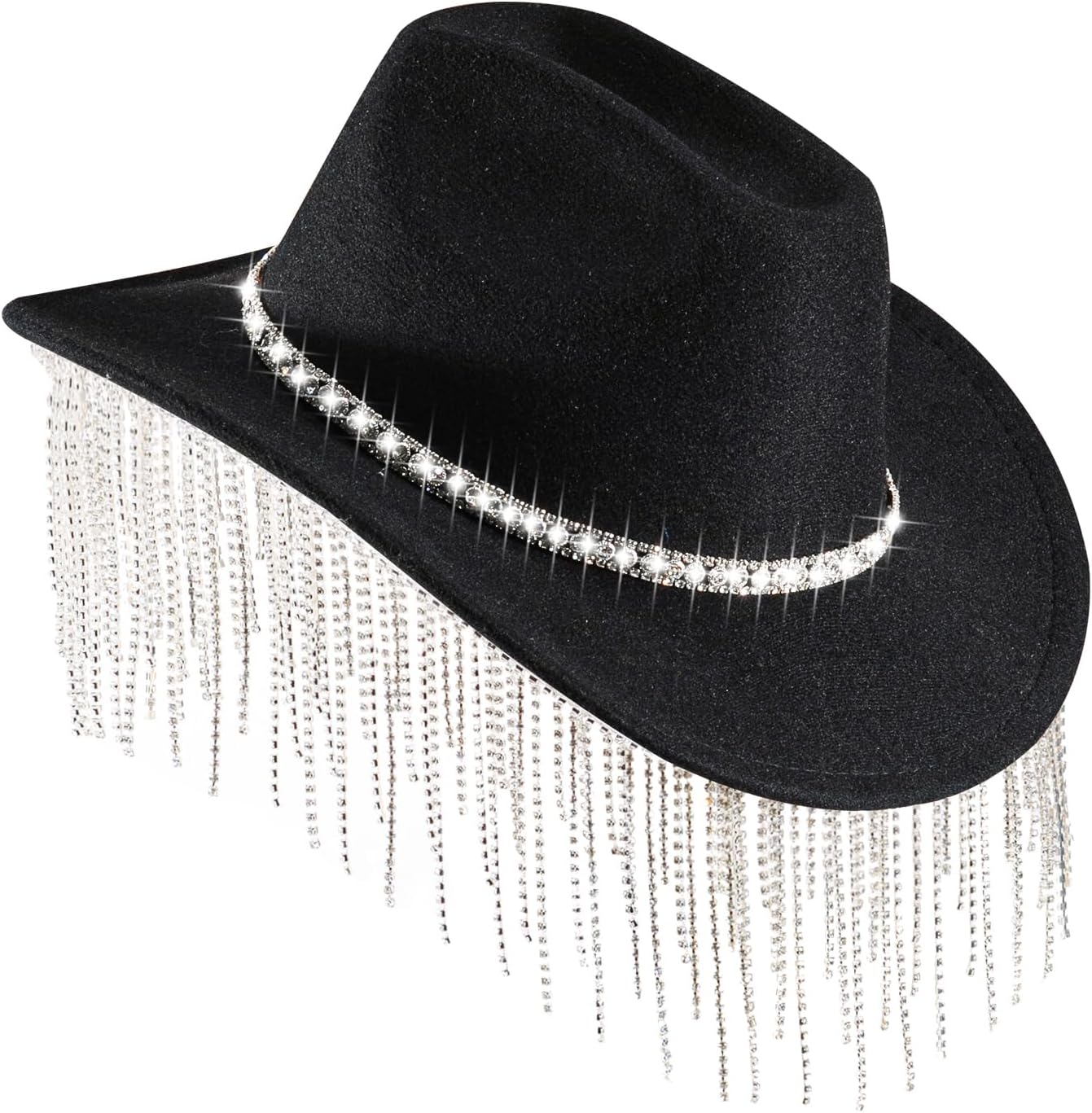Womens Cowboy Hat Rhinestone Cowgirl Hats Wide Brim Diamond-Glitter-Western- Size:Medium-Large