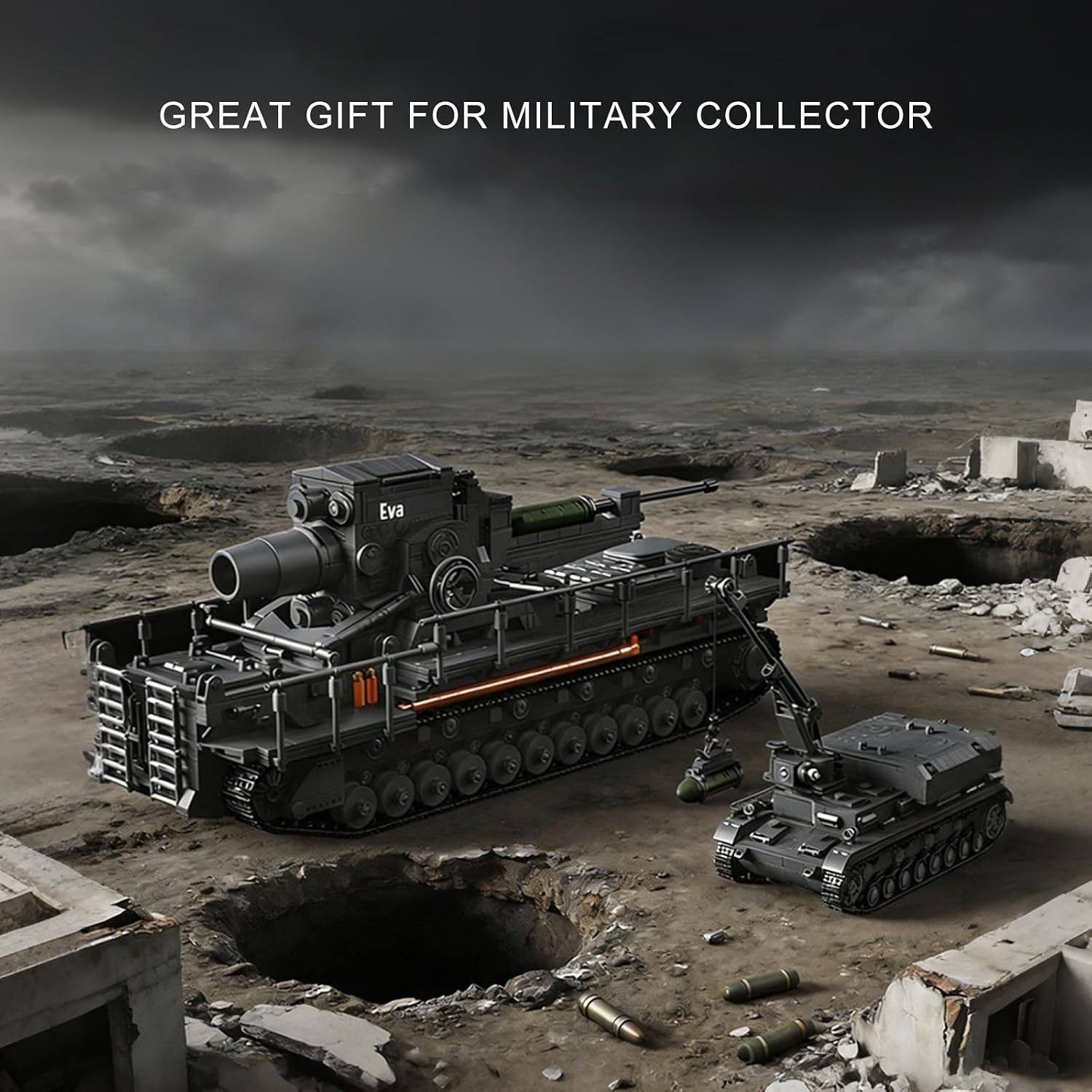WW2 German Army Tank Model Set: Karl-Gerät Building Kit, Build and Display Set for Adults, Age 14+, 1:28 Scale Vehicle Feature Track & Crane, Military Gifts for Birthday & Fans, (4706PCS, A-97026)
