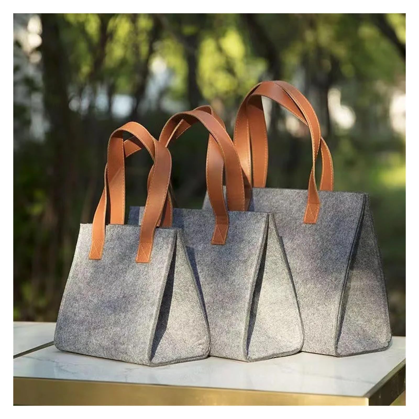 Damen-Einkaufstasche Aus Filz, Grau, Tragbare Einkaufstasche, Damen-Schultertasche, Laptop-Tasche, Organizer, Große Kapazität, Handtaschen Für Outdoor Trips, Picknick