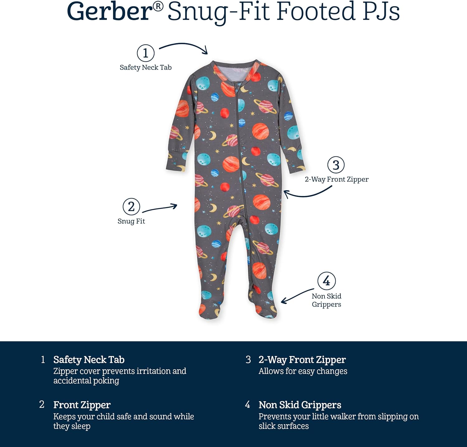 Gerber unisex-baby Toddler Buttery-soft Snug Fit Footed Pajamas With Viscose Made With Eucalyptus