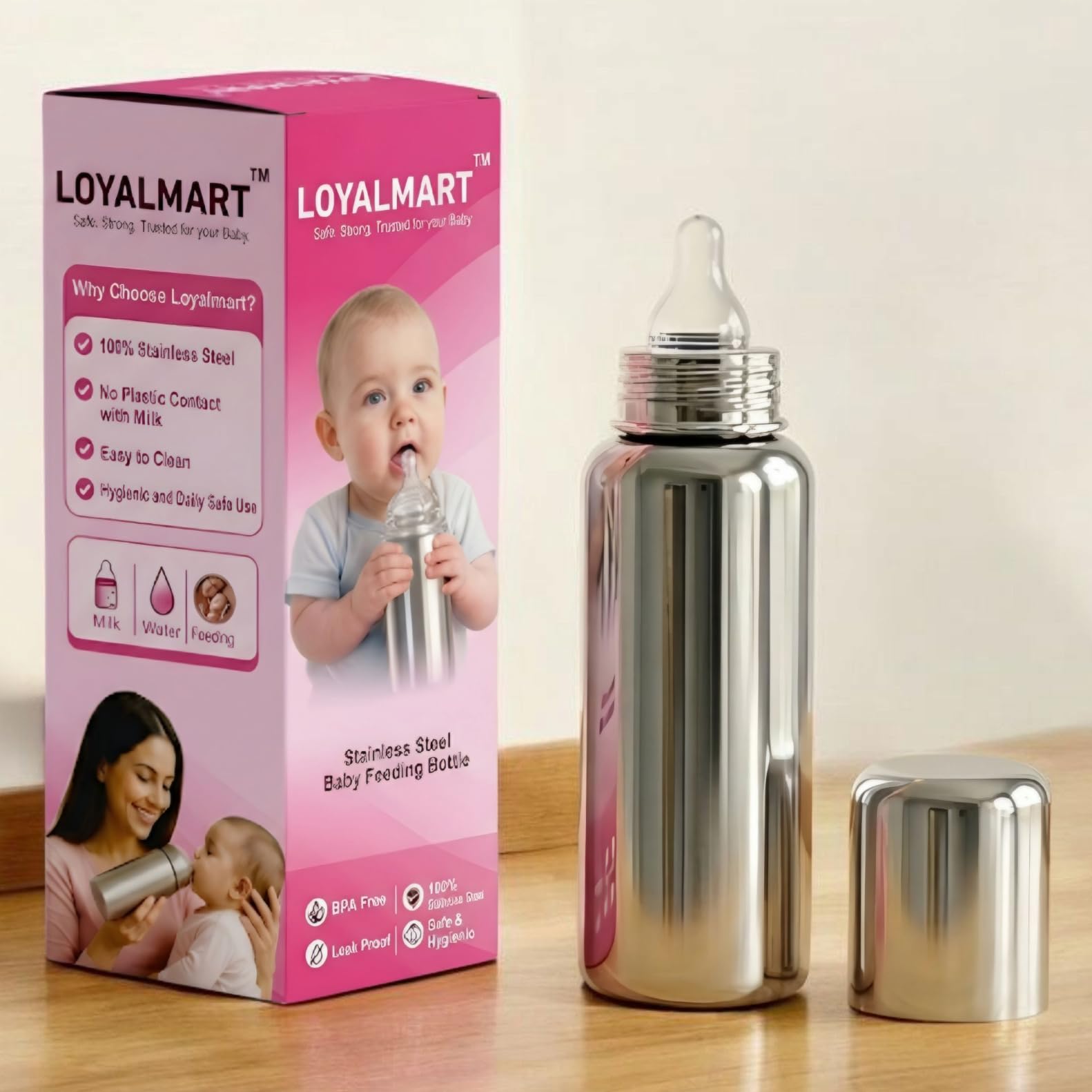 Stainless Steel Baby Feeding Bottle 250 ml | BPA Free & Plastic Free | Anti-Colic Silicone Medium Flow Nipple | Leak Resistant Infant Milk Bottle for Newborn & Babies-image-28