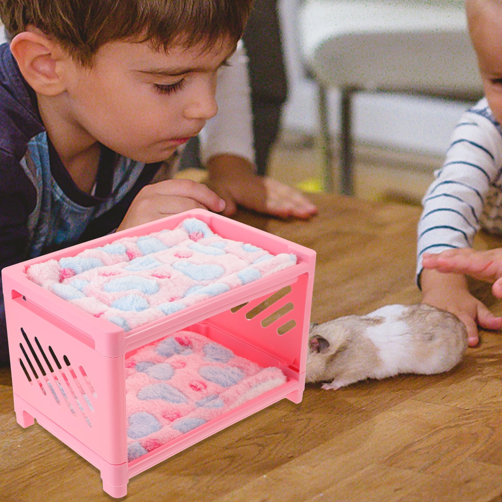 POPETPOP 1 Set guinea pig bunk bed Multifunction Hamster House bed pet Ferrets rabbit guinea pig nest wear-resistant bunny double-layer hamster Small animals pet house detachable - Image 2