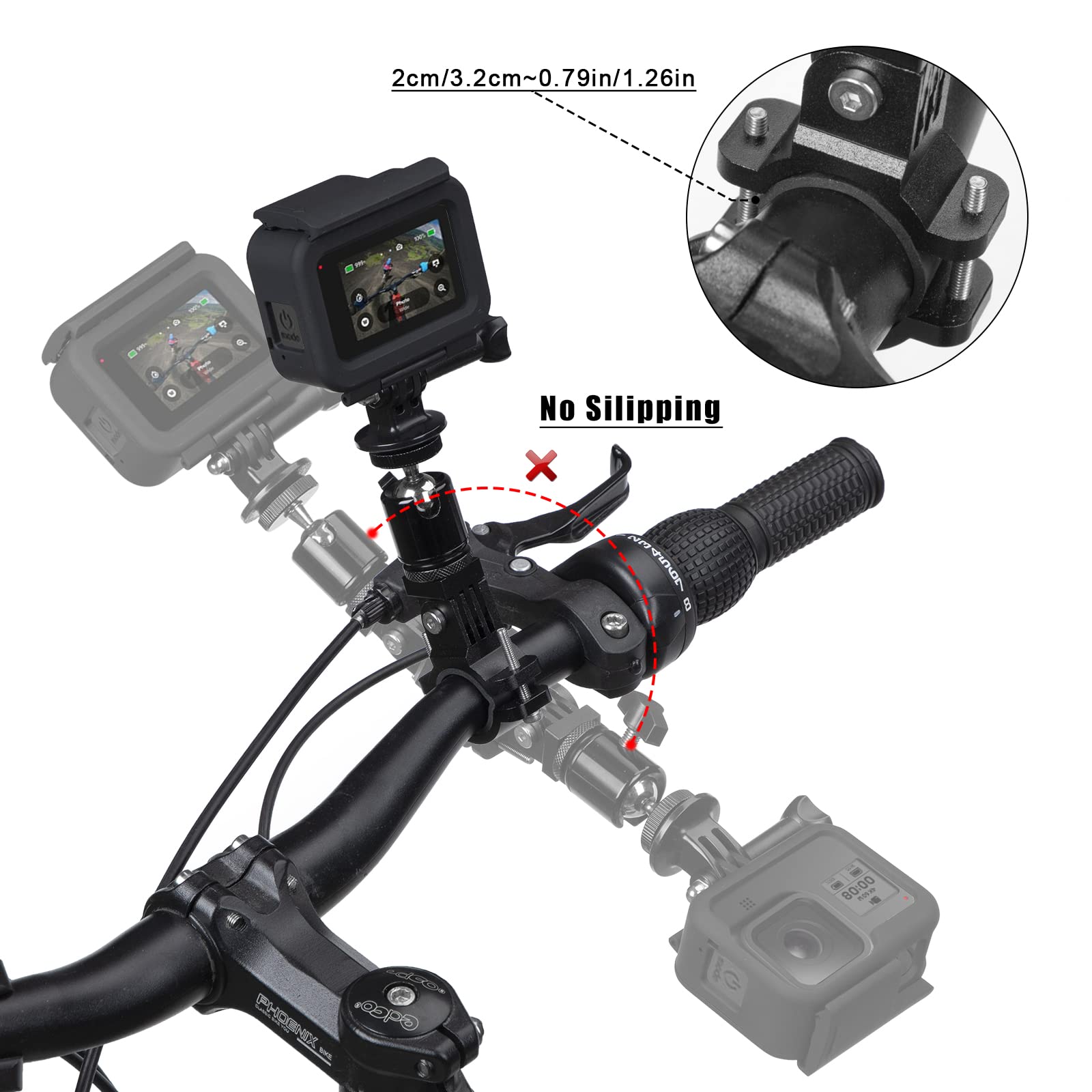 VGSION Support De Guidon De Vélo Pour Caméra D'action Compatible Avec