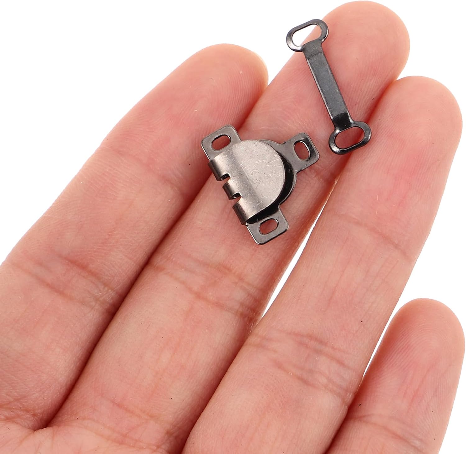 IDEANATEGRATE 20pcs Metal Hook and Eye Closures for Pants Waist Tightener Hooks Replacement Clasps for Men's Trousers Suits Dress Sewing DIY Repair Silver White and Gunmetal