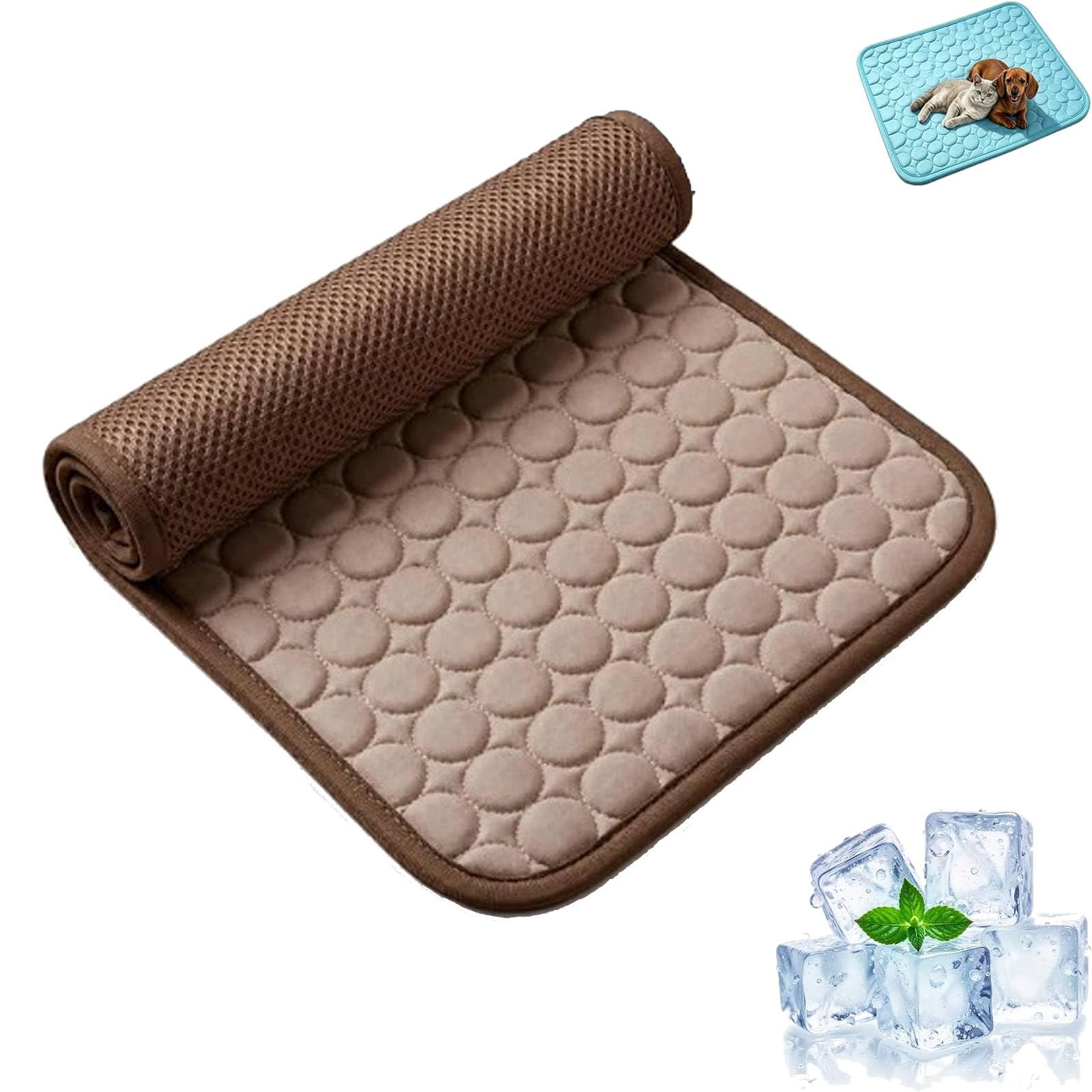 Dog Cooling Mat, Durable Pet Cool Mat, Small Medium Large Pet Cooling Pad for Summer, No Need to Refrigerate, Washable Cat Cool Bed for Outdoor Indoor Kennels Crates Car Seats (brown, 100 * 70cm)