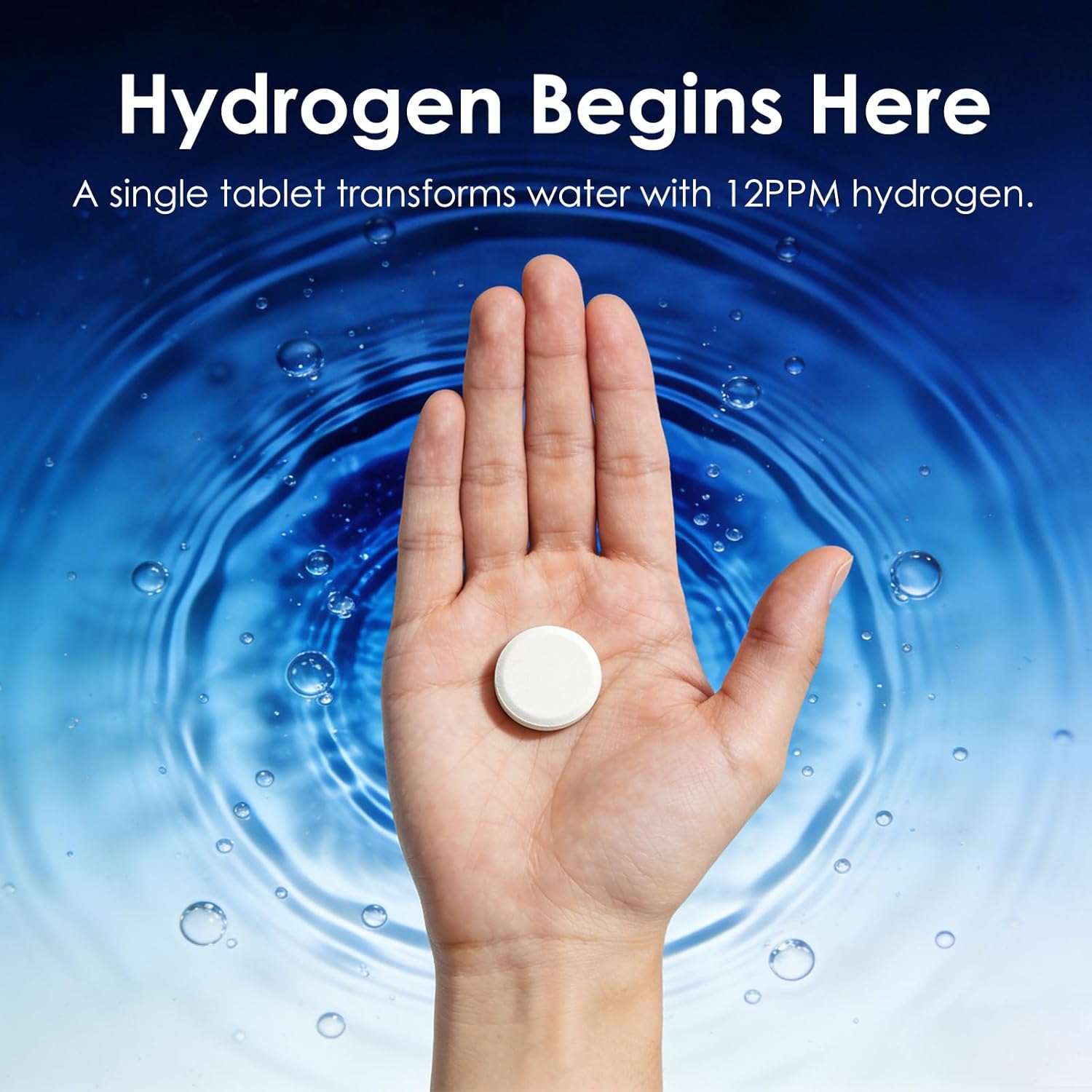Hydrogen Tablets with Magnesium - H2 Molecular Hydrogen Tabs for Drinking Water, Hydration Electrolytes Supports Healthy Aging, Focus & Daily Energy, Fast-Dissolving Tablets, 60 Count