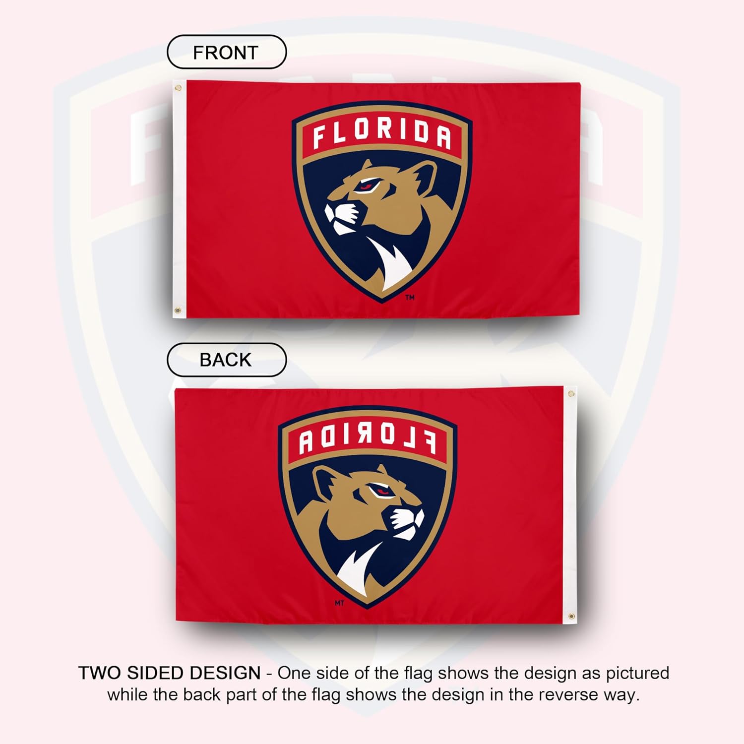 Desert Cactus Florida Panthers Flag NHL 100% Polyester Indoor Outdoor 3x5 feet National Hockey League Team (Design #1) - Image 2