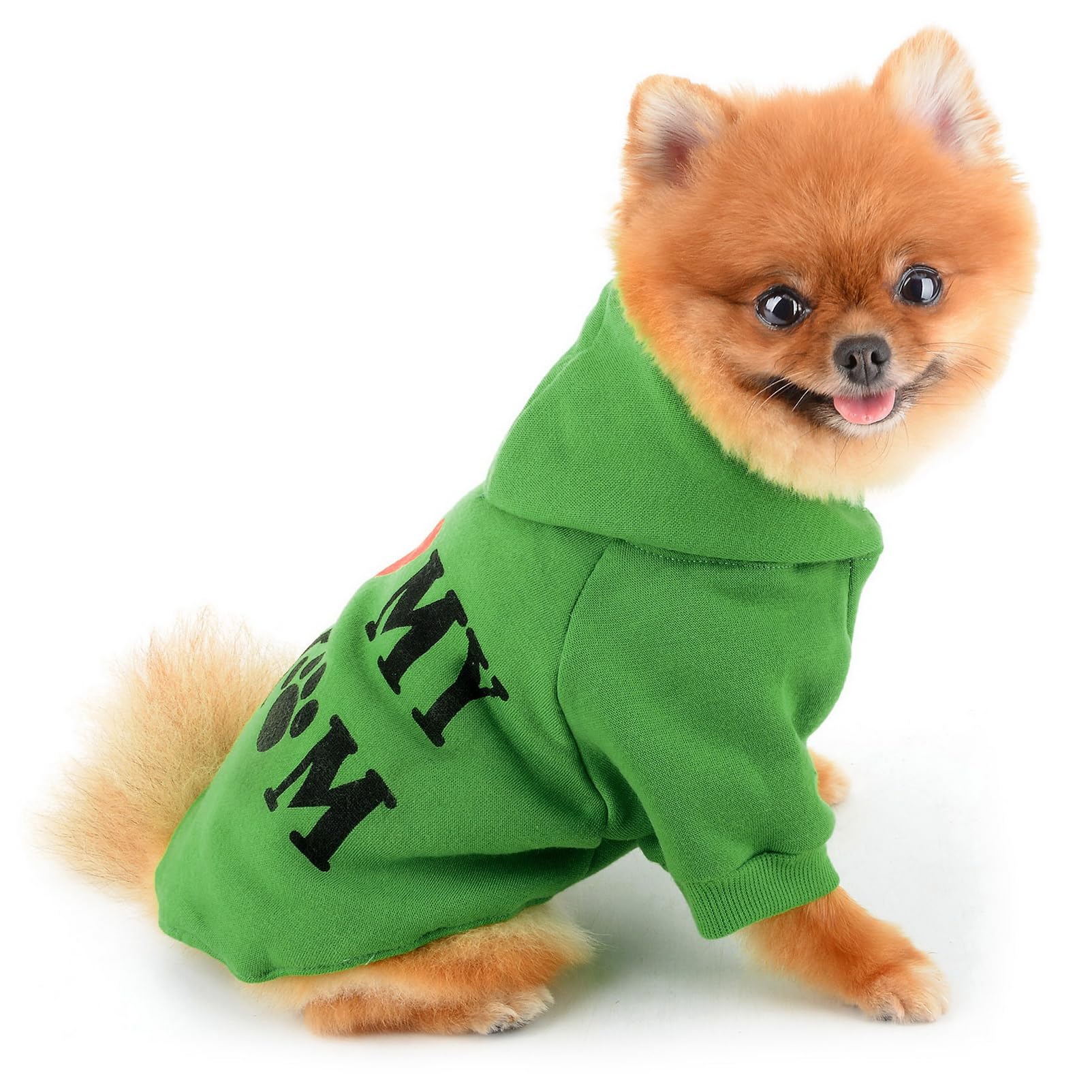 SMALLLEE_LUCKY_STORE Dog Hoodie for Small Dog Pet Pullover Sweatshirt with Letter I Love My Mom and Leash Hole - Image 2