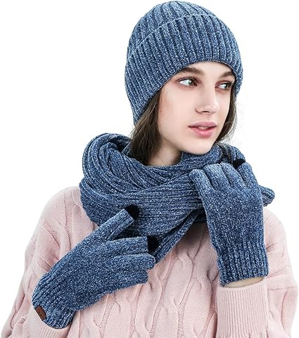 LumiSyne 3-in-1 Winter Set - Mütze, Schal & Touchscreen Handschuhe