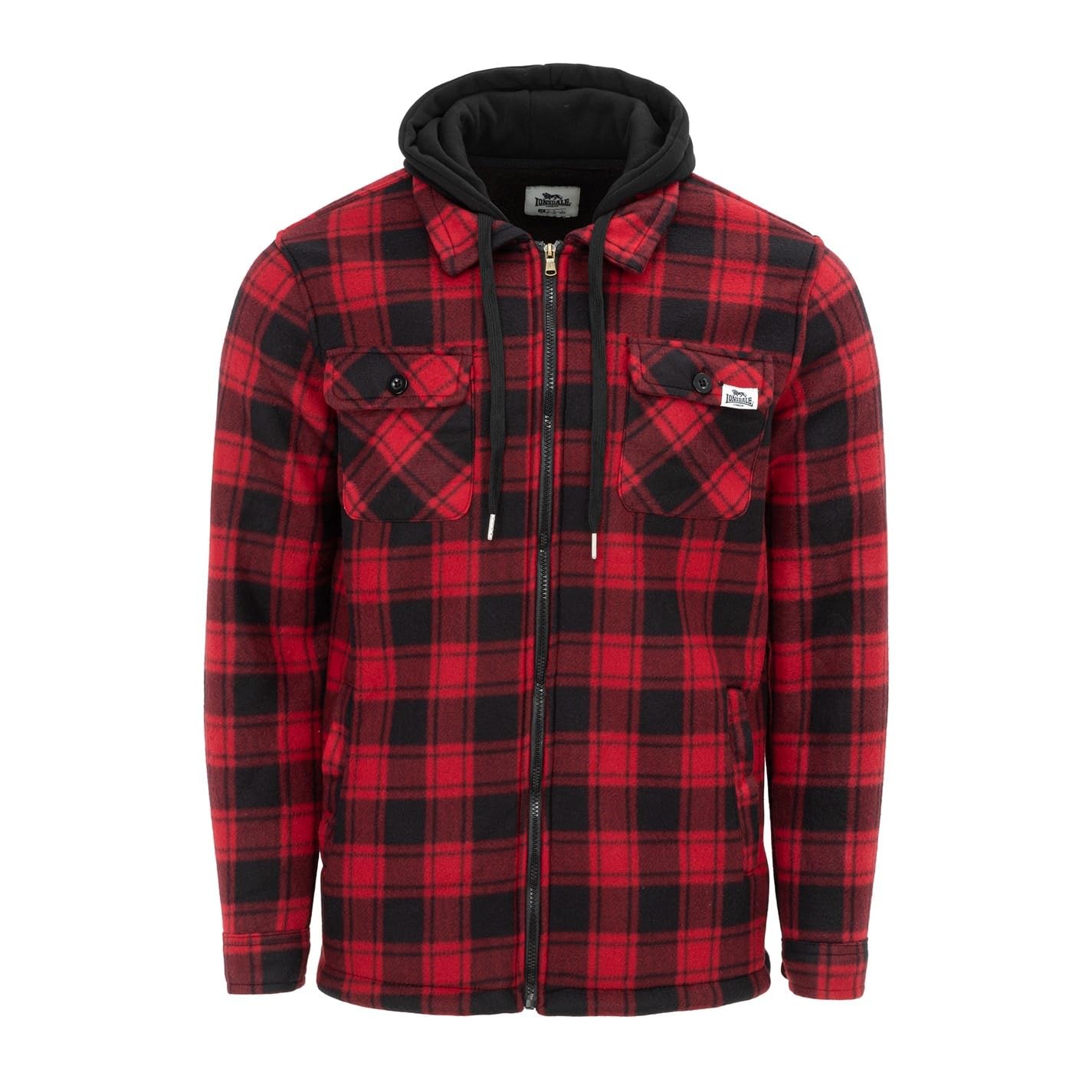 Lonsdale Mens Sherpa Shirt Jacket Red M