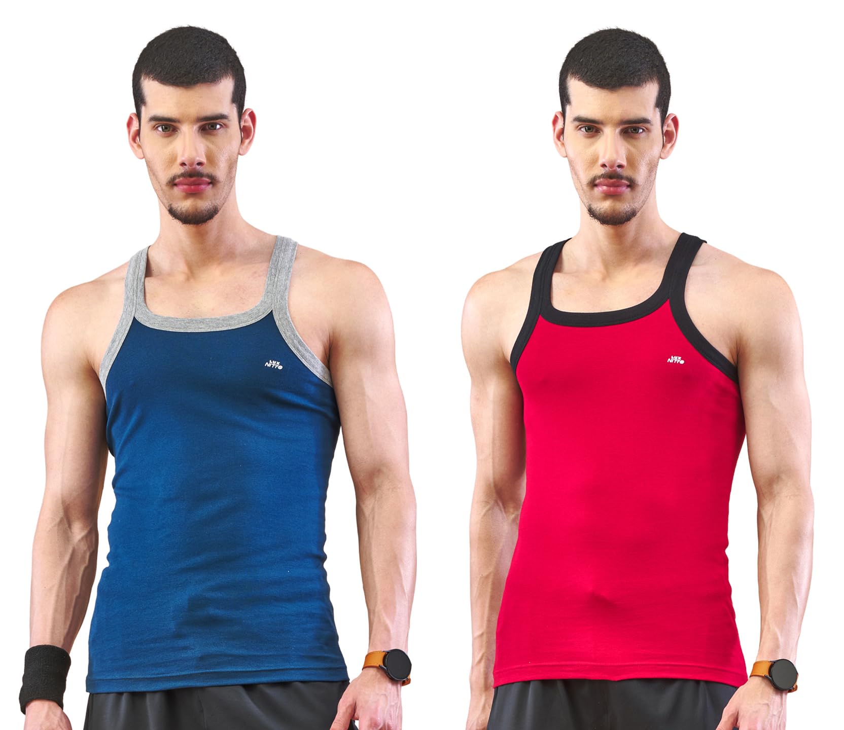 lux nitro Premium Round Neck Gym Vest for Men | Sweat-Absorbing & Trendy Coloured Vest | Perfect for Workouts & Outdoor Adventures Pack of 2-picture-29