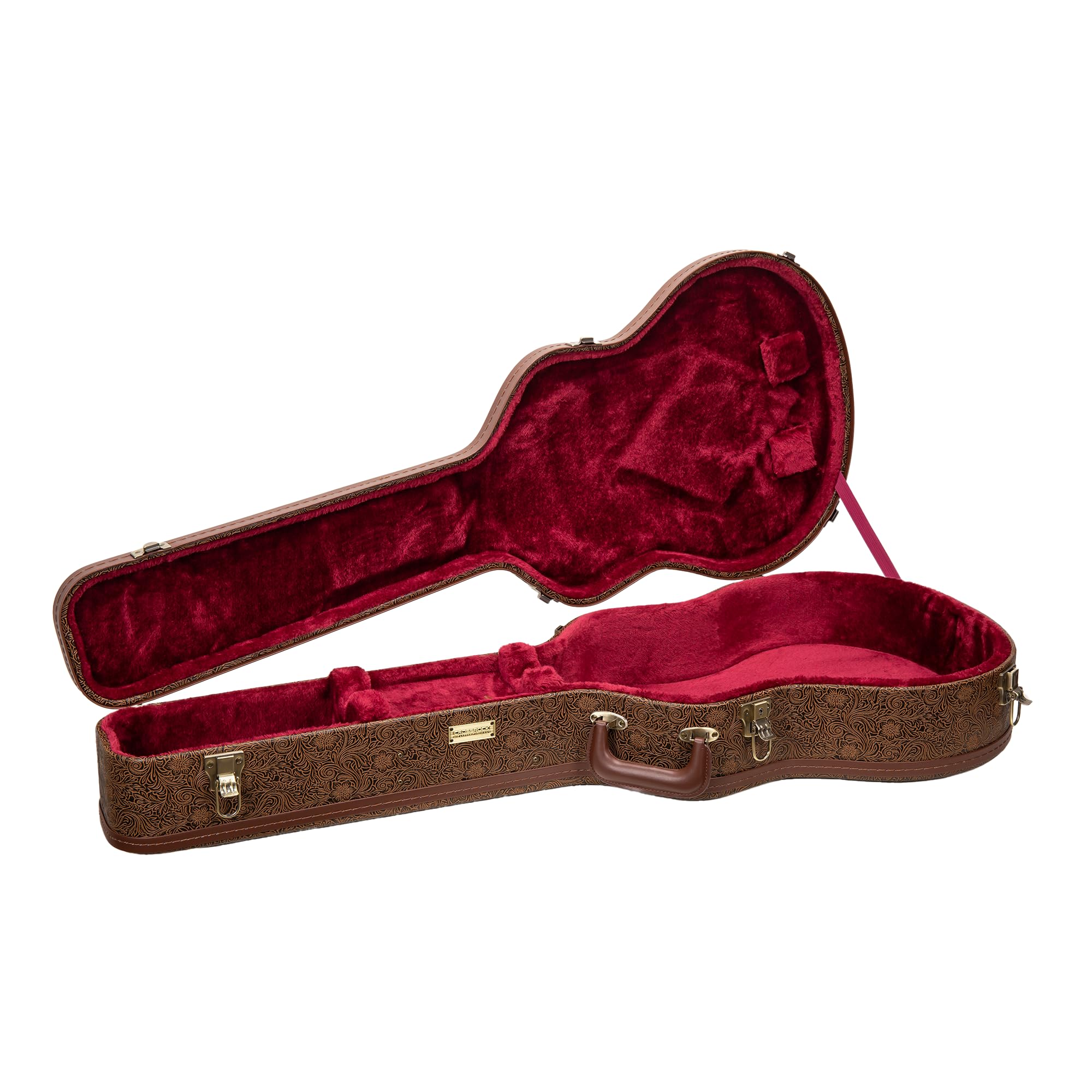 Crossrock 17” Jazz Guitar Case for Archtop Hollow-Body Guitars – Fits Gibson L5/ES-300/ ES 350T, Epiphone Broadway -Blossom Brown (CRW530JA17BQ)