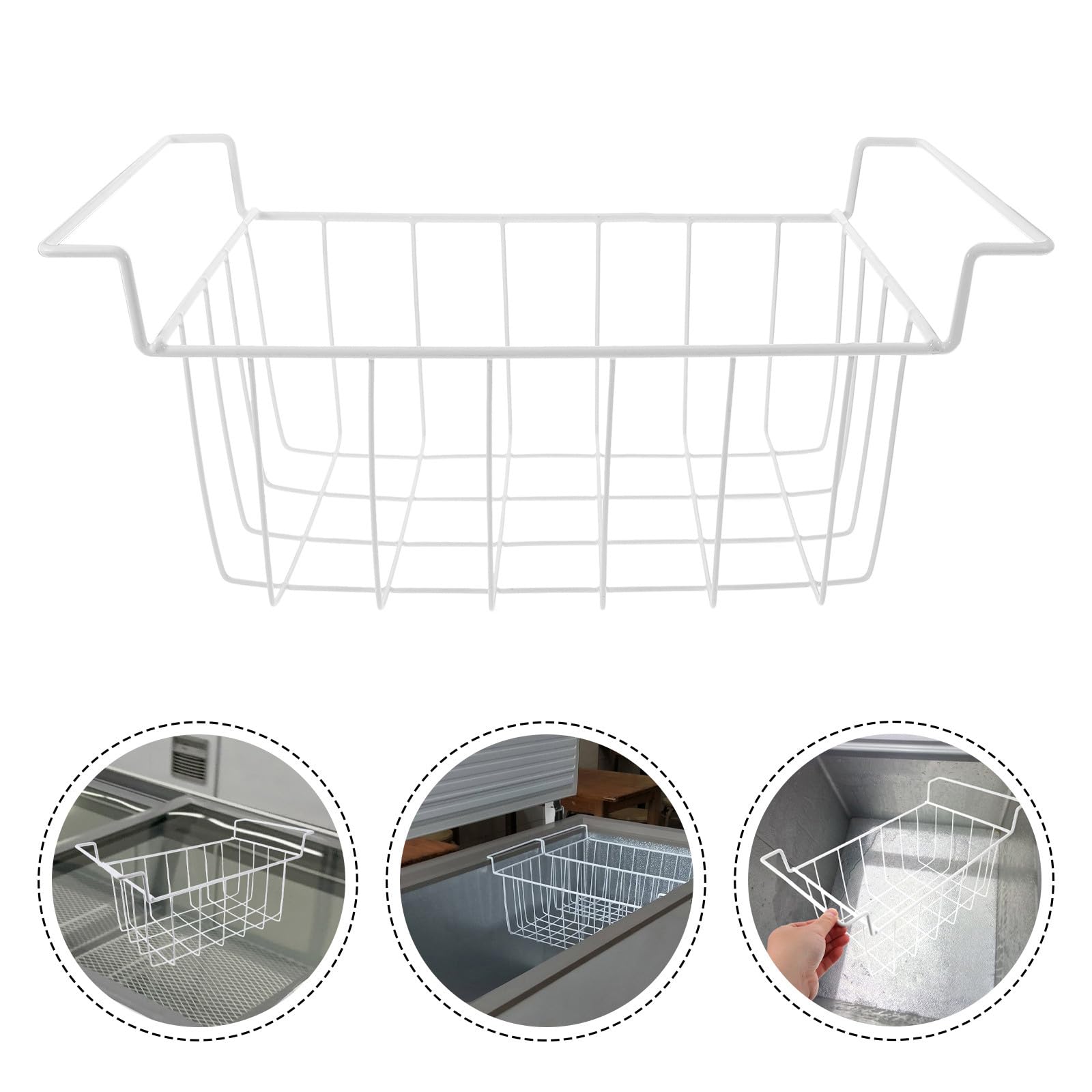 VALICLUD Panier de Congélateur Coffre en Fer Blanc Suspendre, Optimisation D'espace et Nettoyage Facile pour Organiser Le Rangement Cuisine