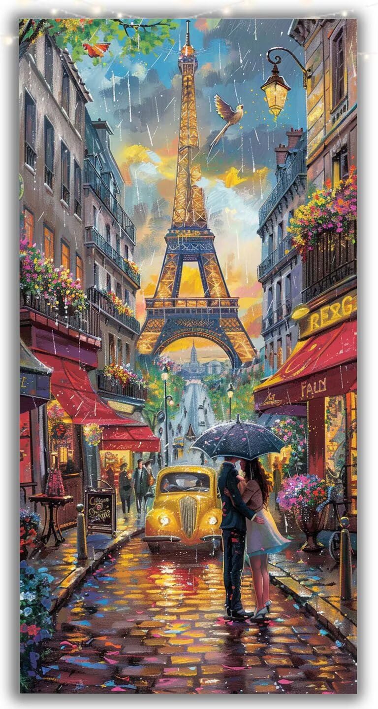 5D Diamond Painting Torre Eiffel Pittura Diamante Grandi Dimensioni Kit Completo Strada 90x180cm, Diamond Art DIY Strass Rotondi, Decorazione Casa Parete, Idea Regalo Primavera, Hobby Creativi Y1-991