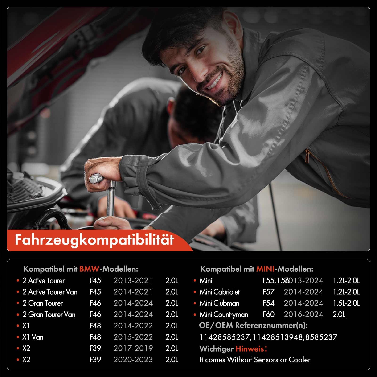 Frankberg ölkühler ölfilter Kompatibel mit M.i.n.i F56 1.5L M.i.n.i F55 1.5L 2 Active Tourer F45 2.0L 2 Gran Tourer F46 2.0L X1 F48 2.0L Replace# 8585237