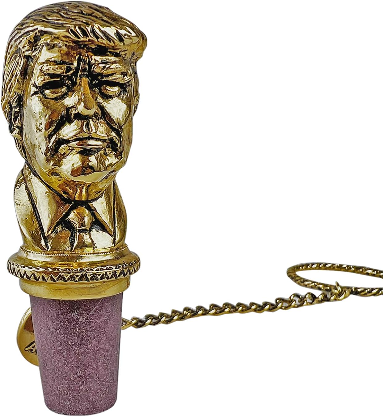 45th US President Donald Trump 24K Gold Wine Bottle Stopper | MAGA Bottle Topper for Wine, Liquor | Expertly Crafted Pewter Reusable Wine Cork with Gift Box