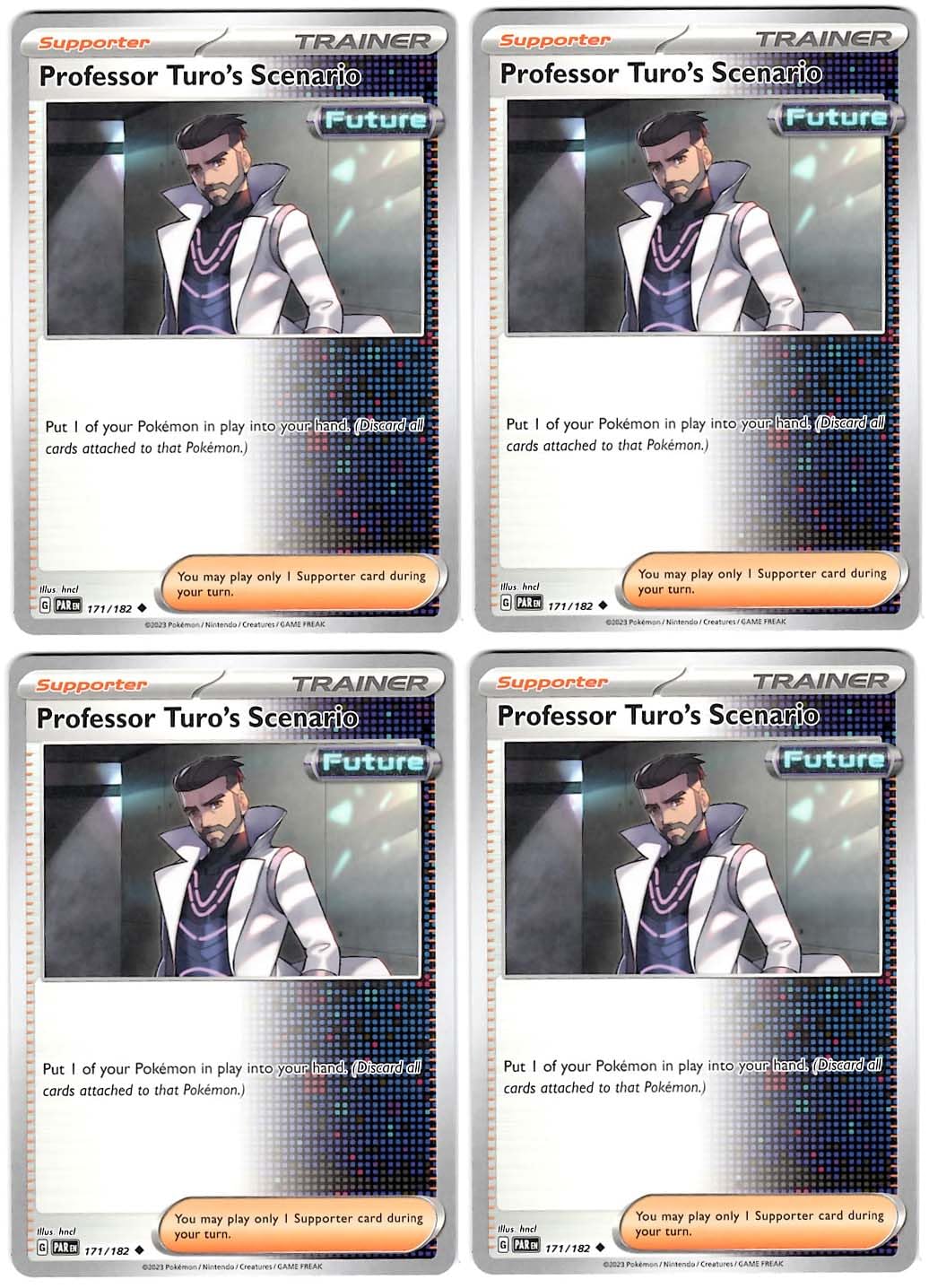 Professor Turos Scenario 171 182 - Paradox Rift - Pokemon Trainer Card Lot x4 - Playset