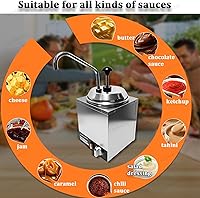 Vista 2 de Dispensador de queso nacho con bomba, calentador de temperatura ajustable, chocolate caliente comercial, calentador eléctrico de mantequilla de maní