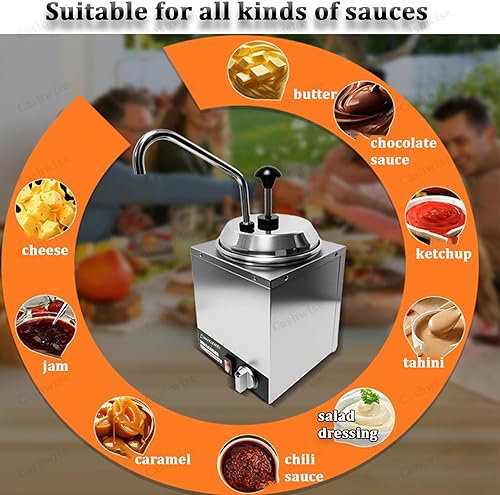 Miniatura 2 de Dispensador de queso nacho con bomba, calentador de temperatura ajustable, chocolate caliente comercial, calentador eléctrico de mantequilla de maní