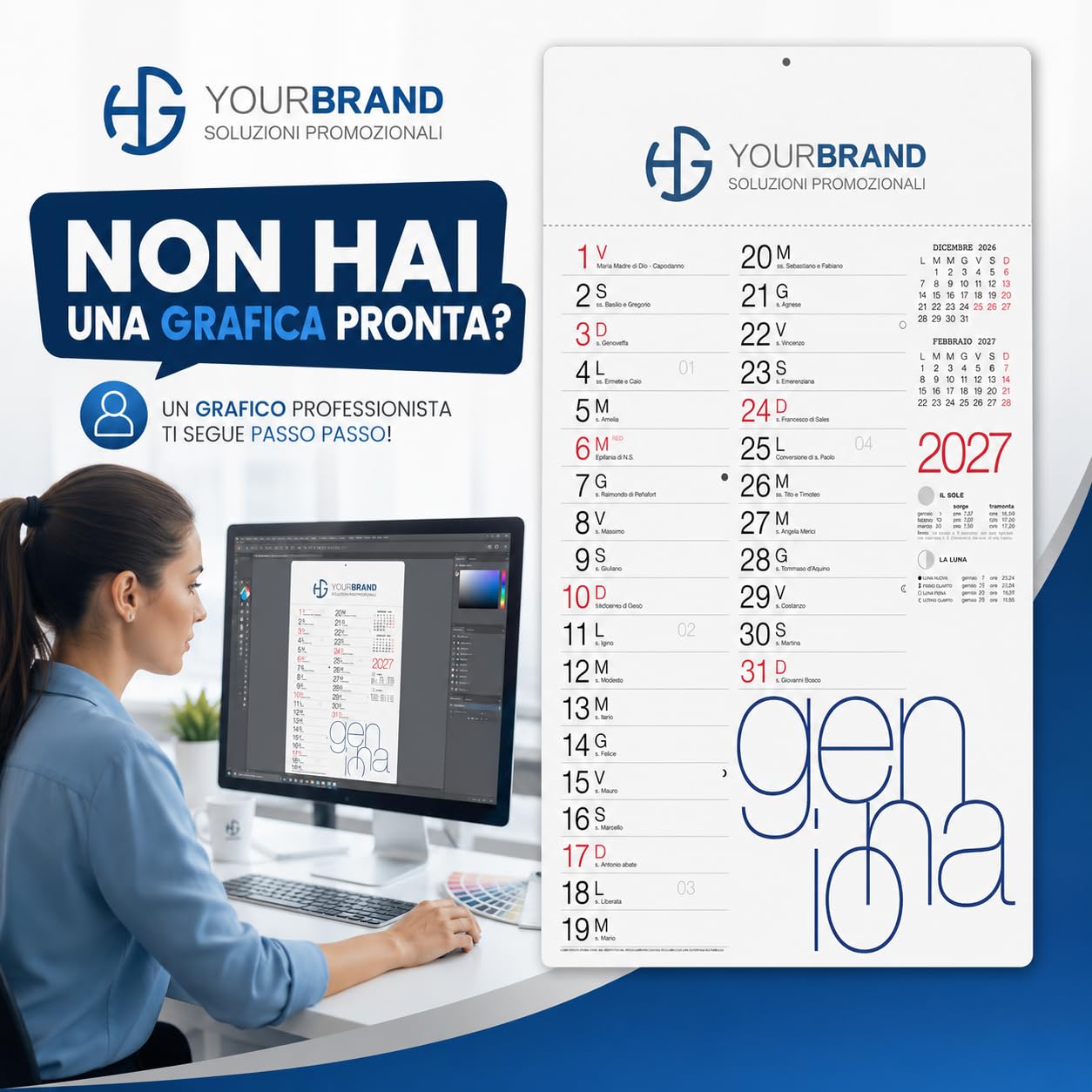 Calendari Personalizzati 2027 in Stock da 100 Pezzi Olandesi Grandi da Muro Notes sul Retro per Gadget Pubblicitari di Fine Anno e come Omaggio per i Clienti o Regali Aziendali | PA615