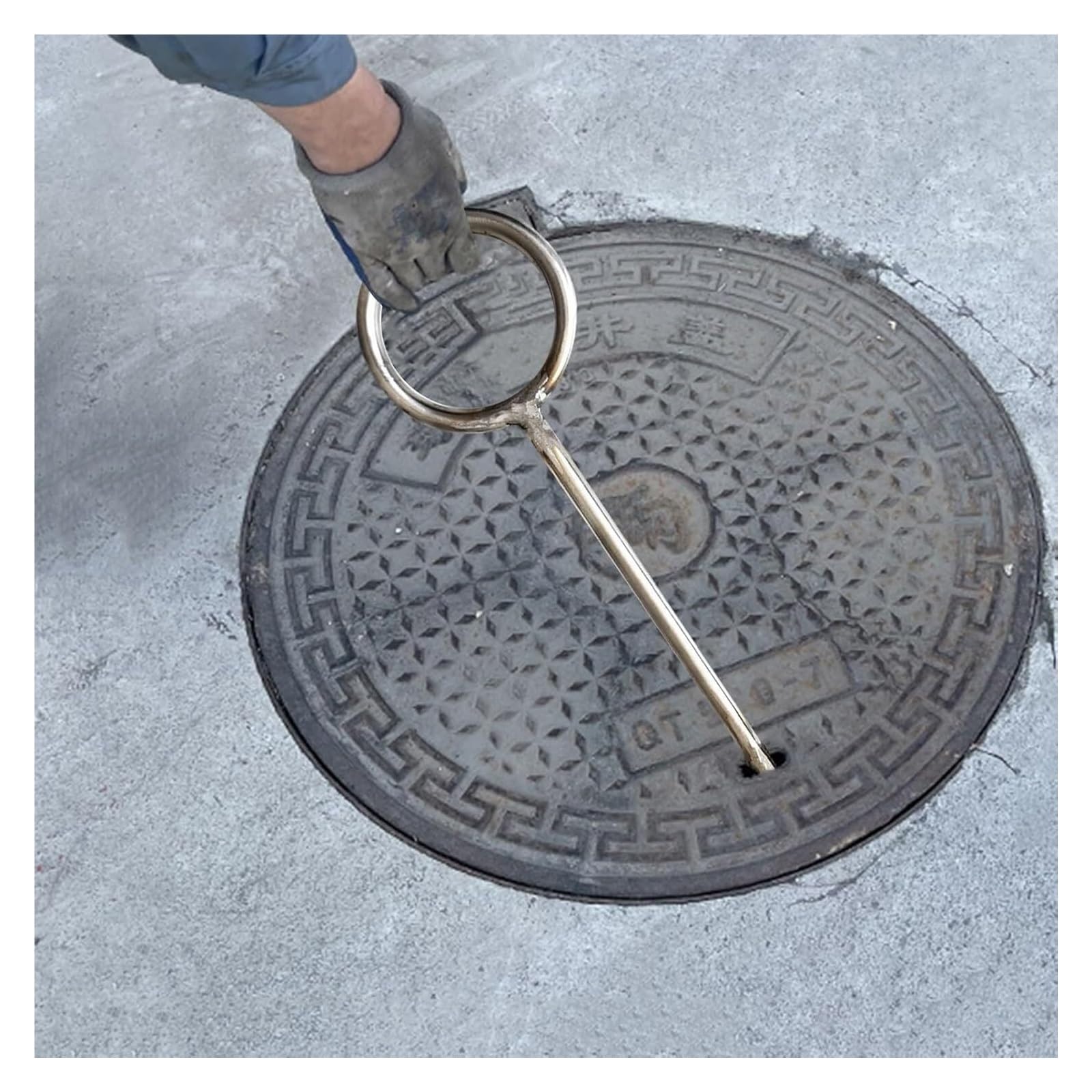 DARZYS Manhole Hook Tool, Manhole Cover Hook, Sturdy Cover Lifting Keys for Opening Steel Grates, Silver Cargo Pulling Tools for Warehouse, Easy to Carry(30cm (11 3/4