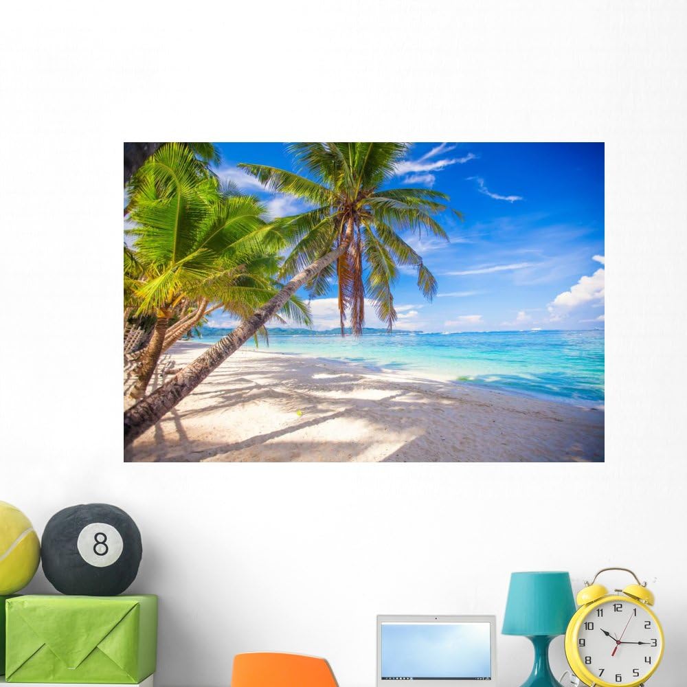 Wallmonkeys Coconut Palm Tree White Wall Mural Peel and Stick Graphic (48 in W x 32 in H) WM133266