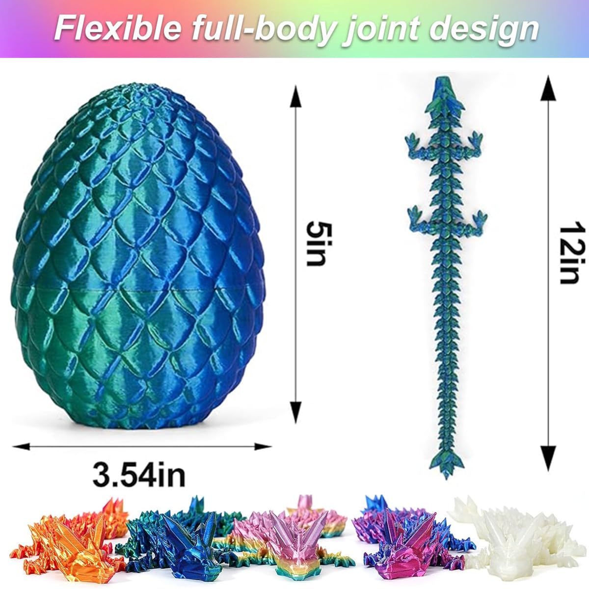Easter Egg,Dragon Egg,Dragon Eggs with Dragon Inside,12Inch Dragon Toy,3D Printed Dragon Egg Fidget Toys,Dragon Easter Eggs,Crystal Dragon Fidget Toy Mystery Dragon Egg for Autism/ADHD(Purple) - 3
