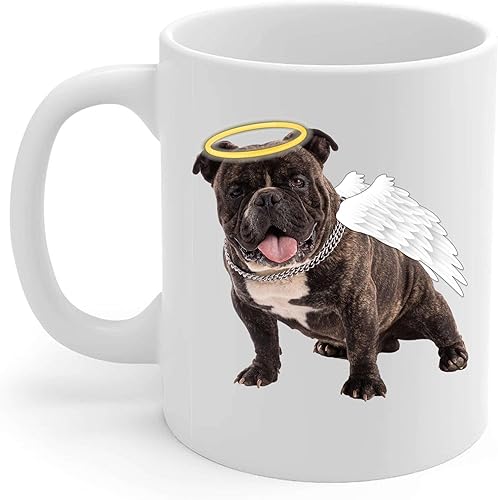 Miniatura 2 de Brindle American Bully Angel Wings - Taza de café conmemorativa Regalos de condolencias para los amantes de los perros, taza blanca de 11 onzas