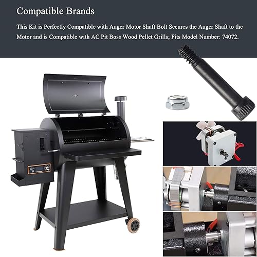 Miniatura 6 de Juego de 2 tuercas y pernos de repuesto para eje de motor de barrena 74072, apto para Traeger, Pit Boss, Z-Grills, Rec Tec y la mayoría de las