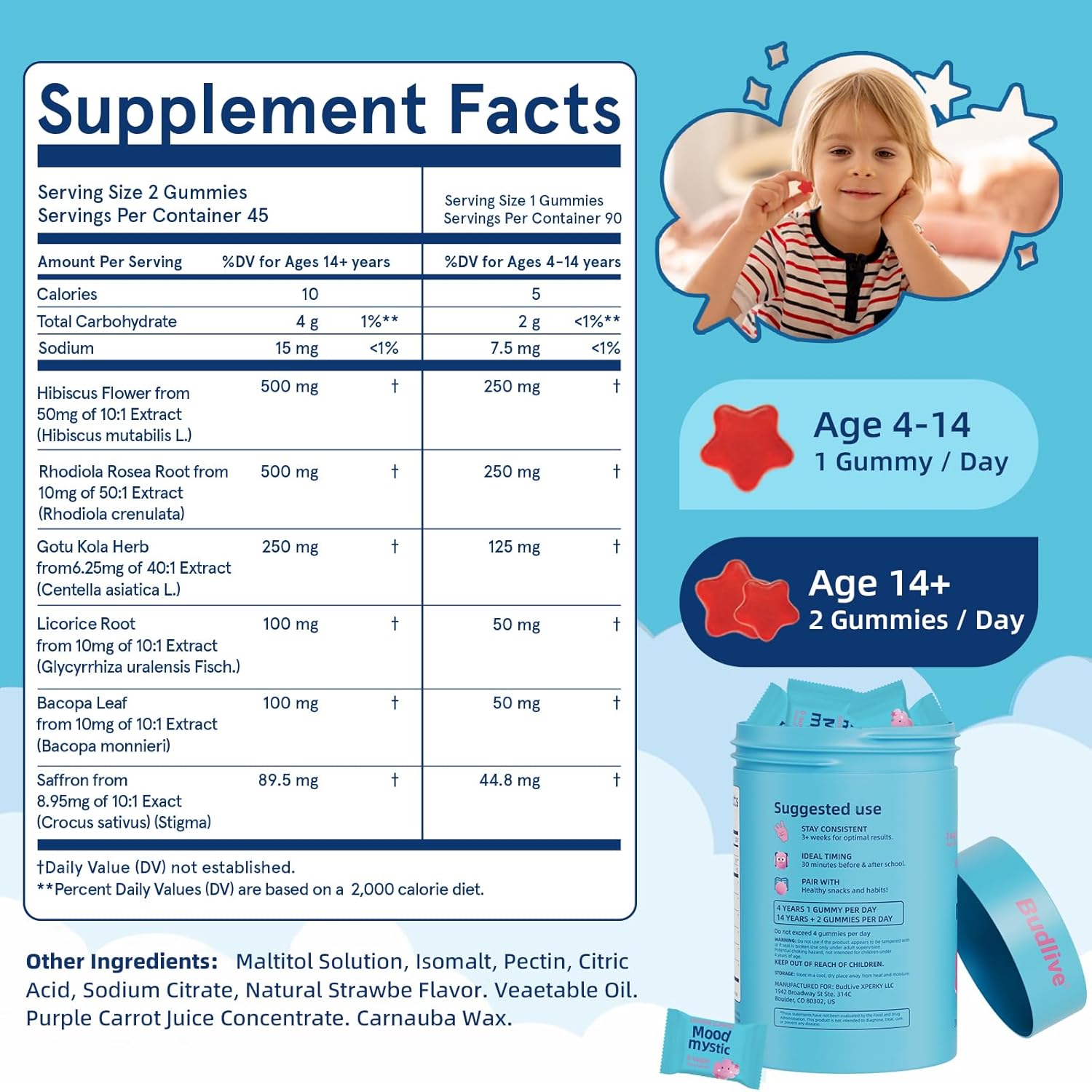 Saffron Supplements Gummies for Kids - Kids Munchies Saffron Extract with GABA, Calms Temper Tantrums, Supports Mood Balance Snacks, Sugar Free Gummies Strawberry, 90 Counts - Image 8