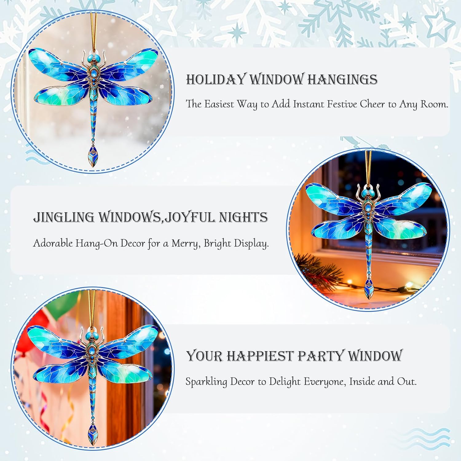 Acrylic Dragonfly Gifts Decor for Women for Christmas Tree Decoration,Birthday Gift Holiday Decorations for Windows/Christmas Tree/Car Decoration - Blue Dragonflies - Image 2