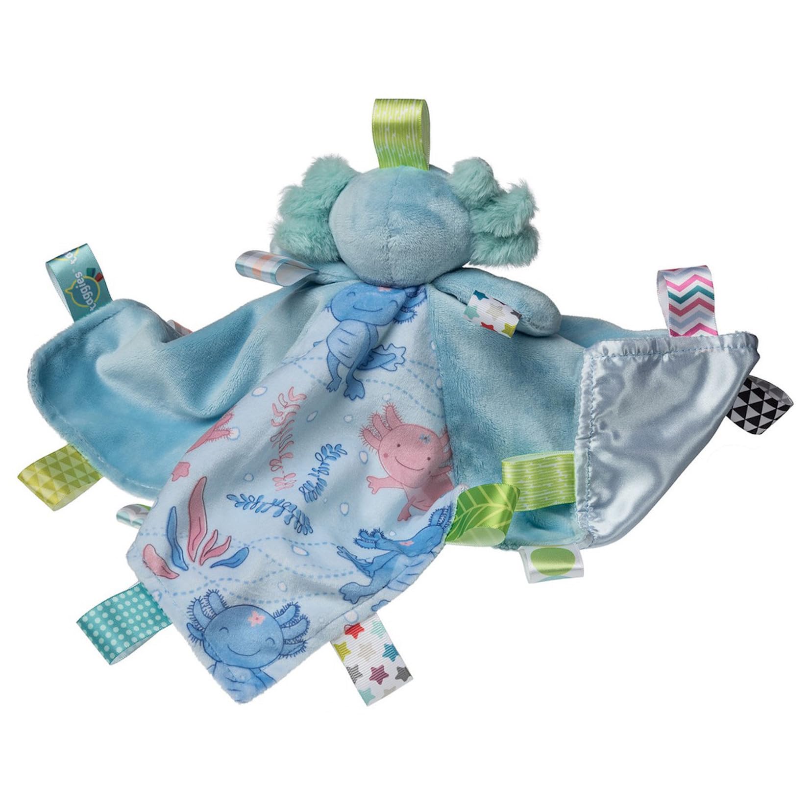 Taggies Mary Meyer, 41625M, Couverture de sécurité pour bébé en Peluche avec étiquettes sensorielles, 33 cm, Aqua Axolotl