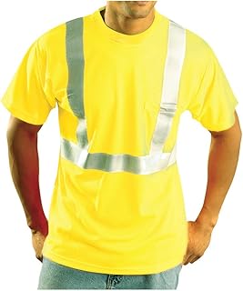 RUGGED BLUE ANSI Class 3 High-Vis Mesh Wicking Shirt | High Visibility Shirts for Men with Reflective Tape | Breathable Safety T-Shirts Keep You Comfortable and Dry All Day | Yellow