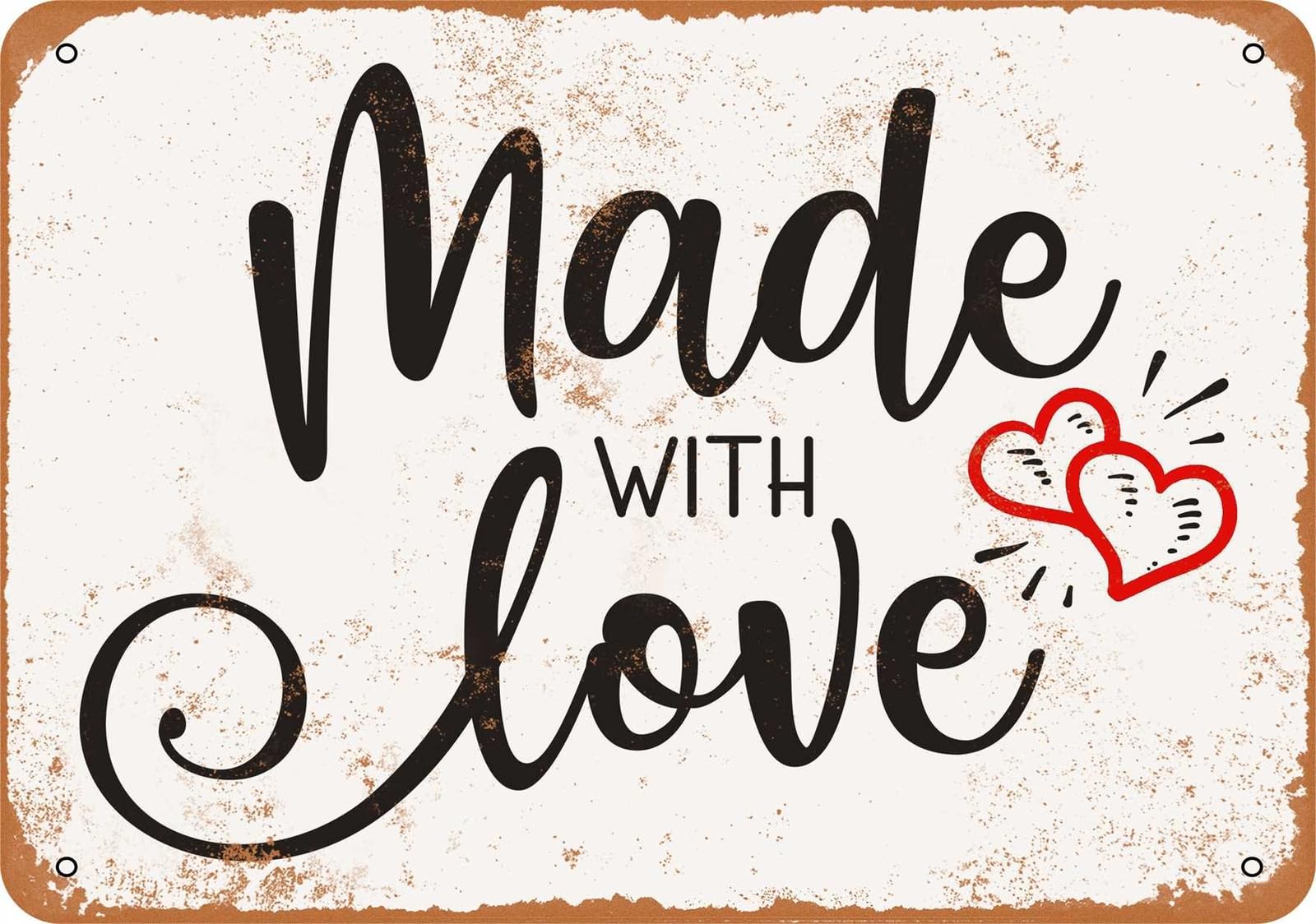 Miaomansenstore Metal Sign - Made With Love - Vintage Look Home Decor