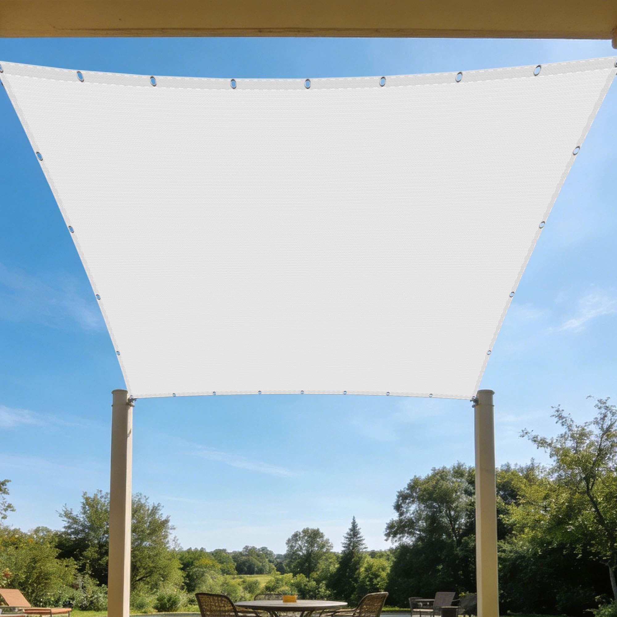 Voile d'ombrage imperméable 1.5x4 m blanche avec oeillets pour balcon
