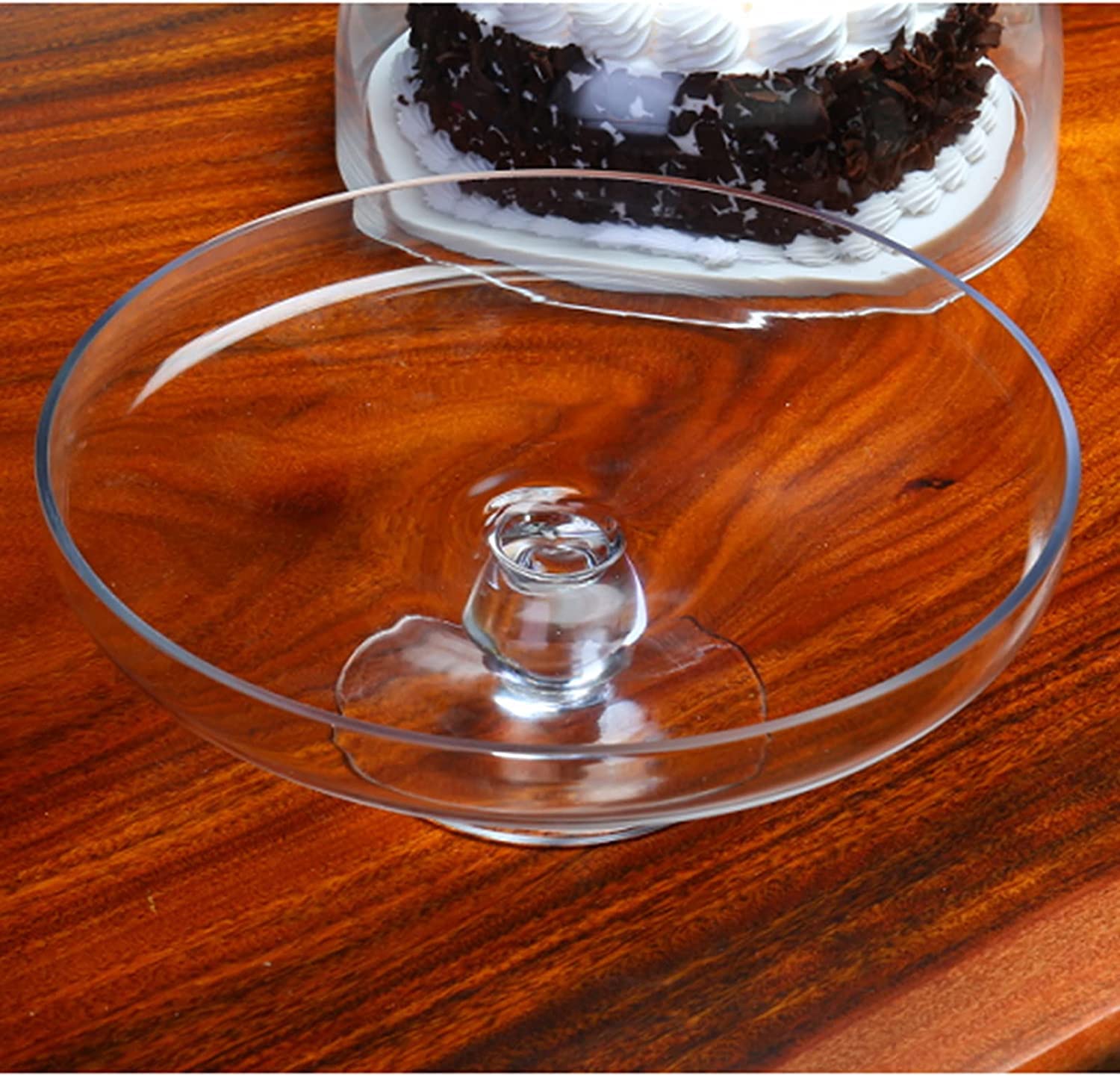 Glazen taartstandaard met koepelvormige deksel Ronde doorzichtige serveerschaal en taartplaat Transparant 12 inch Cupcake Veggie Platter voor Dessert Chips & Dip