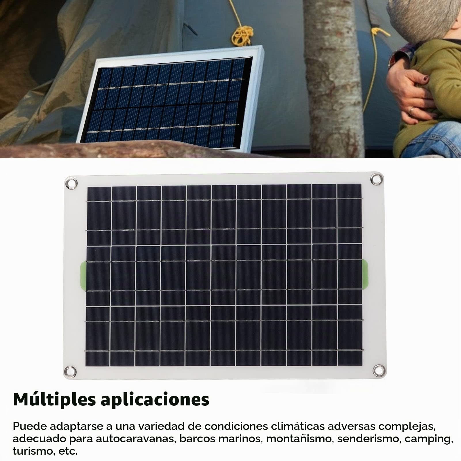 Kit Panel Solar, 50W 30A 12V 24V Portátil de Silicio Monocristalino Panel de Energía Solar con Controlador, Suckers, Alta Tasa de Conversión de Panel Solar para RV Marina