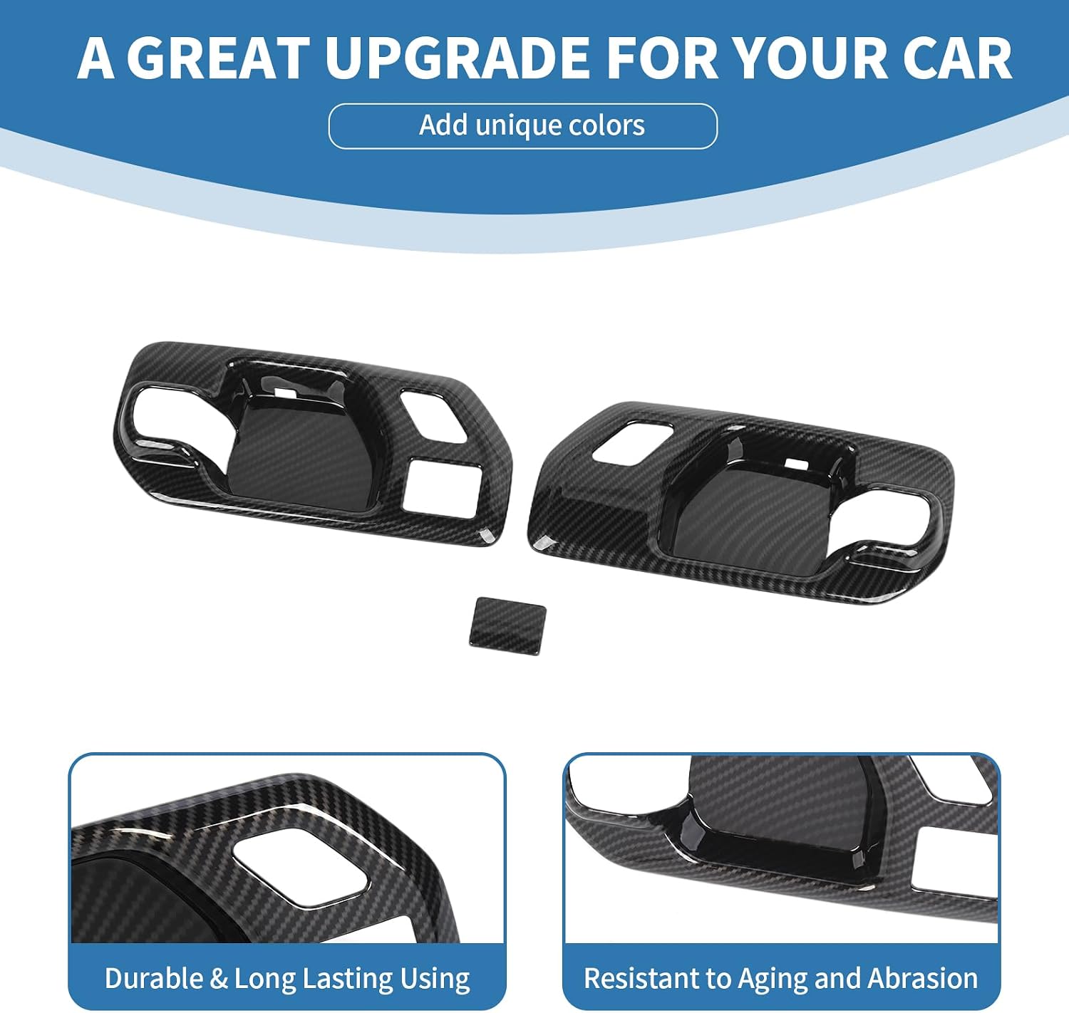 for Silverado Front Door Inner Door Handle Bowl Cover Trim for Chevy Silverado GMC Sierra 2019-2022 Carbon Fiber Interior Accessories 2pcs