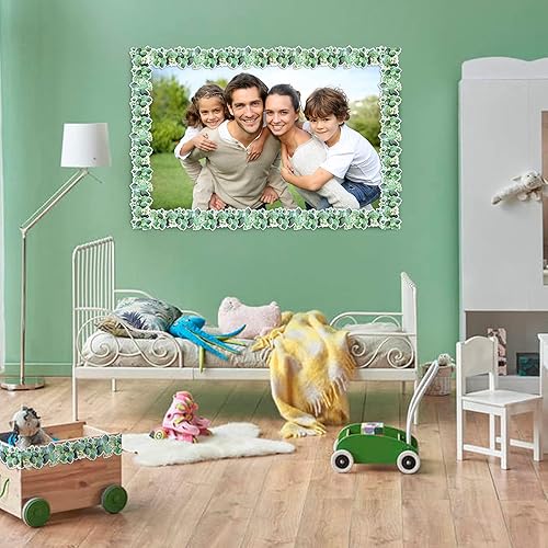 Miniatura 4 de Borde troquelado de eucalipto de 49 pies para tablón de anuncios, borde de aula, borde temático de eucalipto para fotos, pared, tablones de