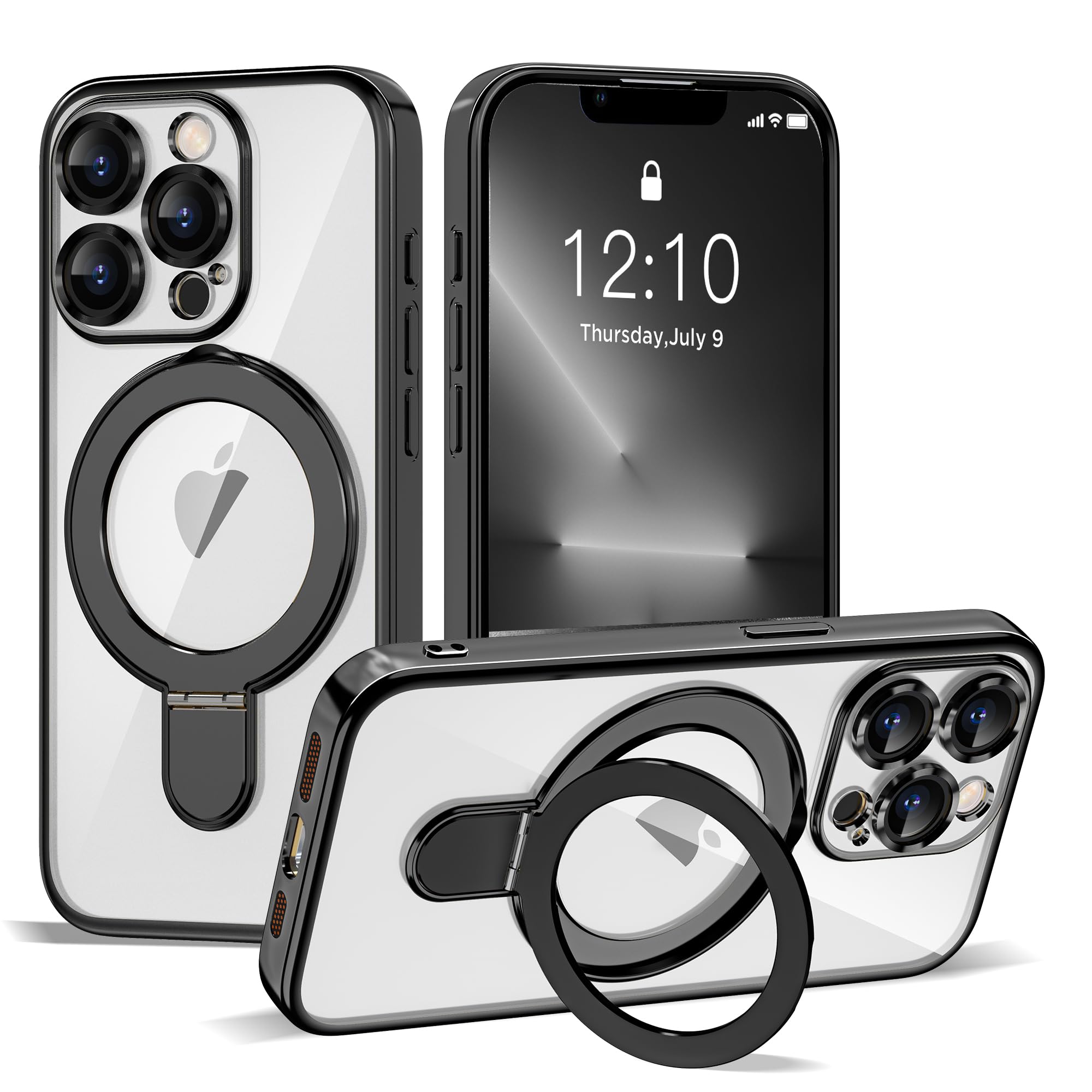 ETPESOK Compatible with iPhone 13 Pro Max Case with Invisible Magnetic Ring Stand [Compatible with Mag-Safe] [Full Camera Lens Protector] Plating