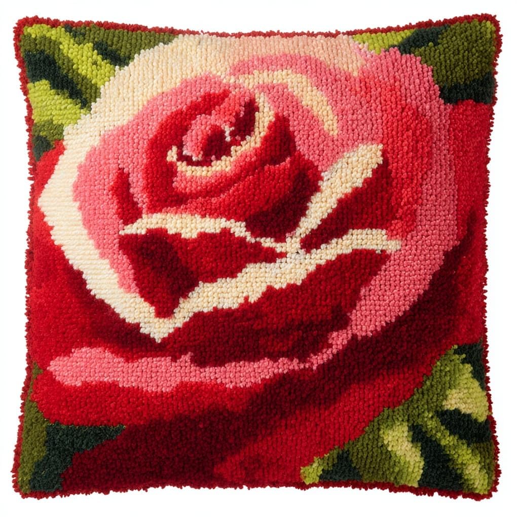 WallustrioaW Latch Hook Pillow Kits Pillow Cover,Beautiful Roses