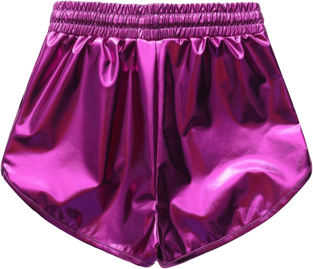 Girls Metallic Shorts Sparkly Shinly Dance Hot Pants Kids Glitter Gymnastics Shorts