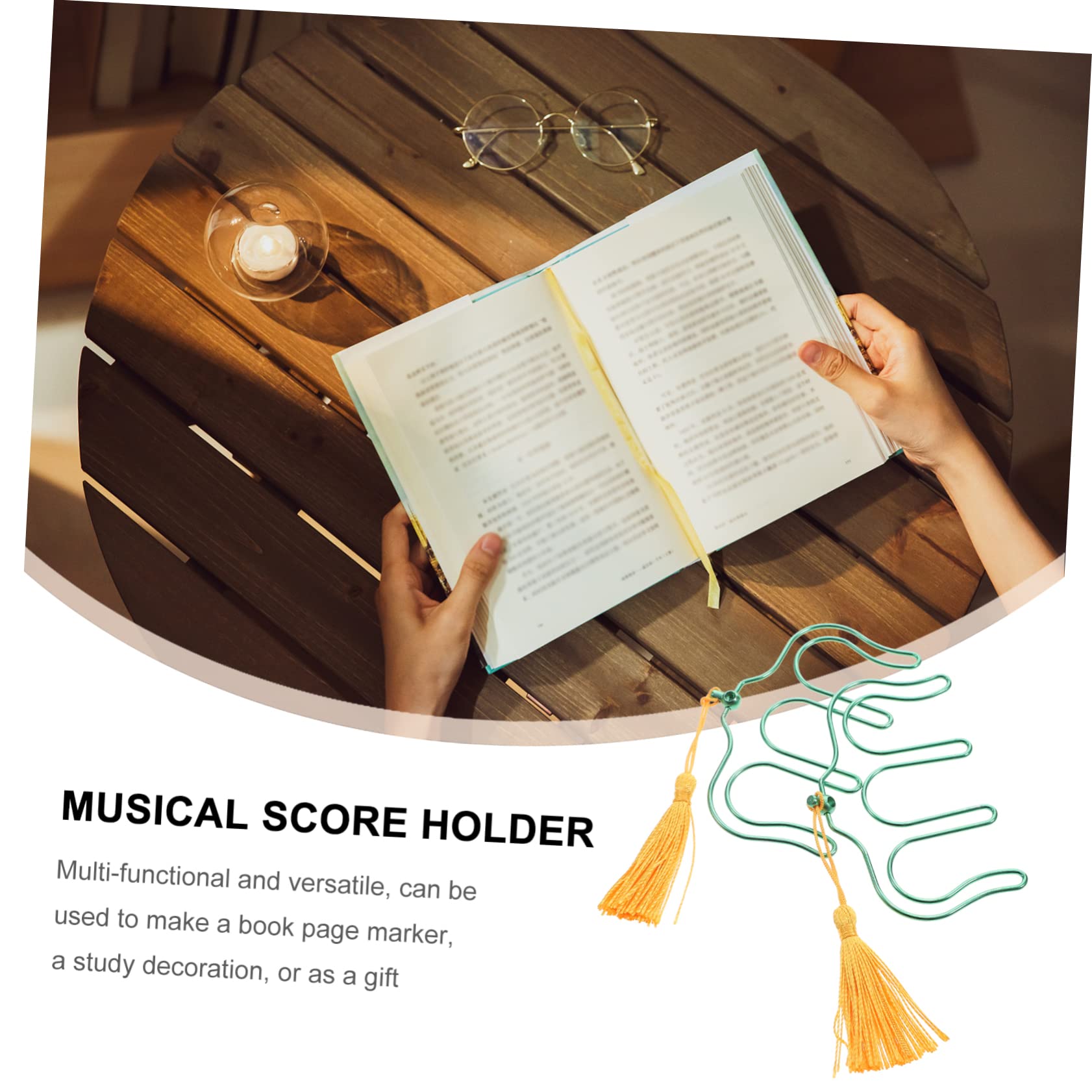TOYANDONA 8pezzi Fermapagine Per Spartiti Musicali Metallo Con Ciondoli e Bordi Lisci Per Tenere Aperti Libri e Facilitare La Lettura Di Spartiti Ricette e Riviste